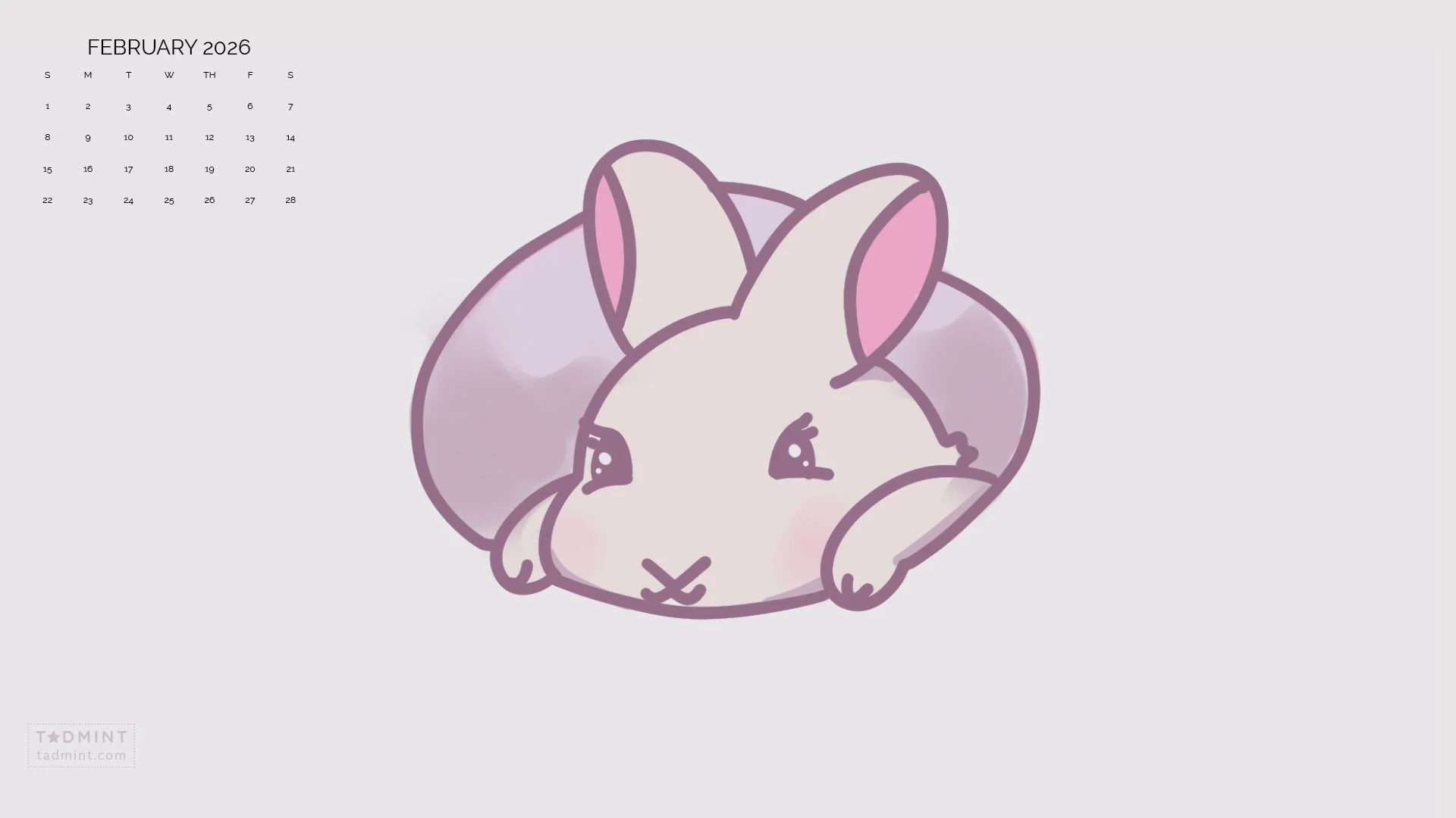 Free February Desktop Wallpaper - Cute Bunny