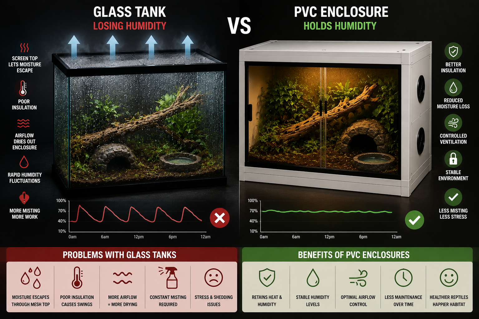 Why Your Glass Tank Won't Hold Humidity — and How PVC Fixes It