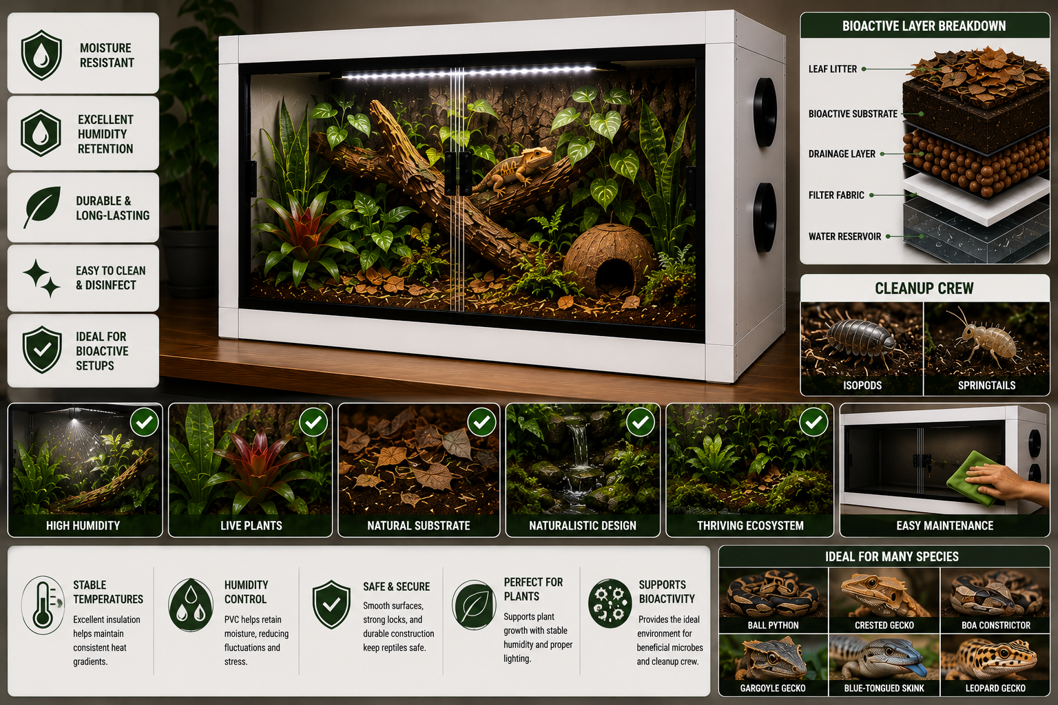 PVC Reptile Enclosures for Bioactive Setups