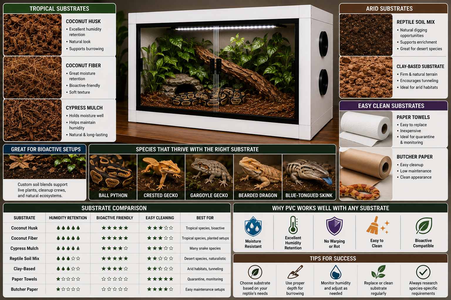 Best Substrate for PVC Reptile Enclosures