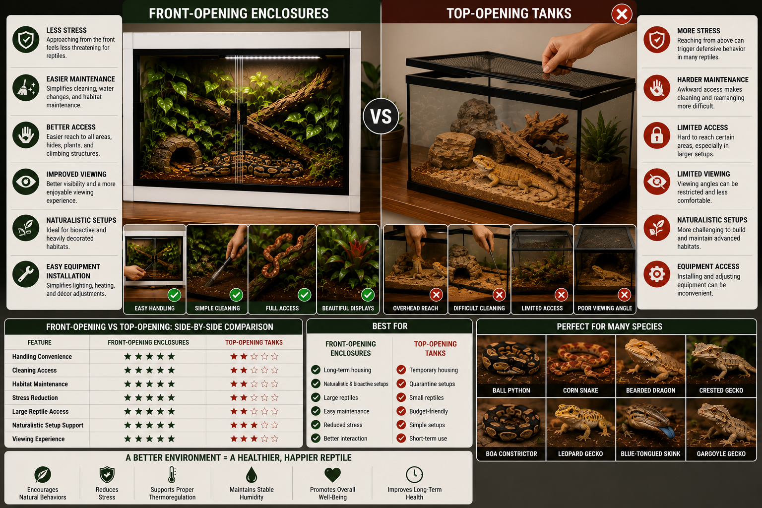 Why Front-Opening Reptile Enclosures Are Better Than Top-Opening Tanks