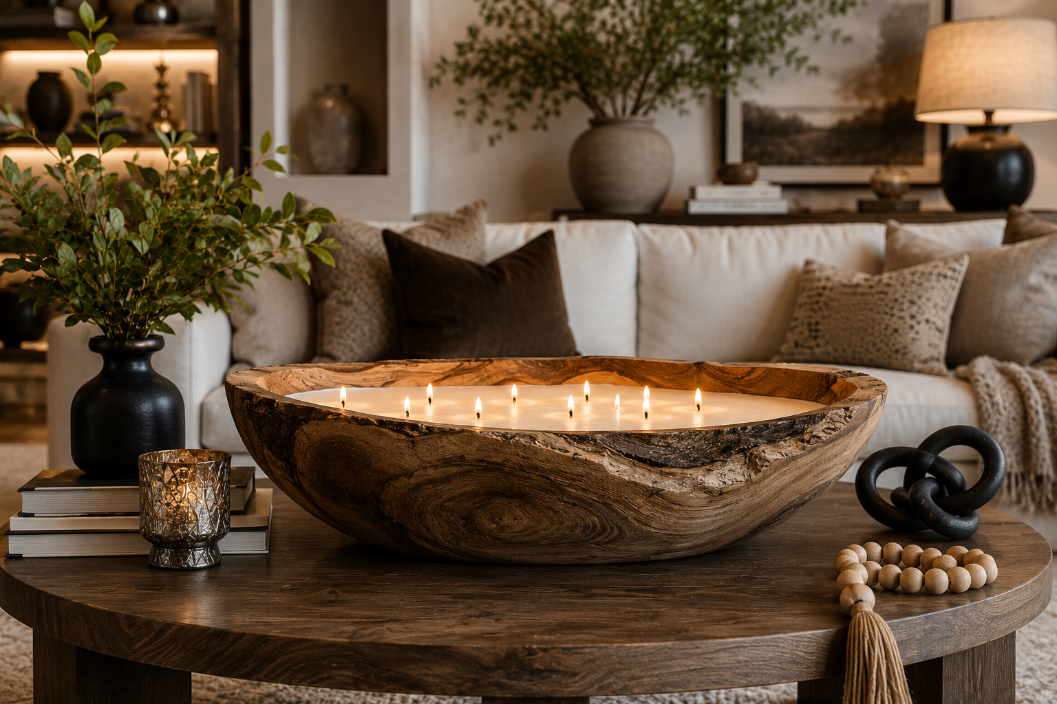 Statement Décor That Actually Serves a Purpose: Oversized Wood Bowl Candles for Home Styling