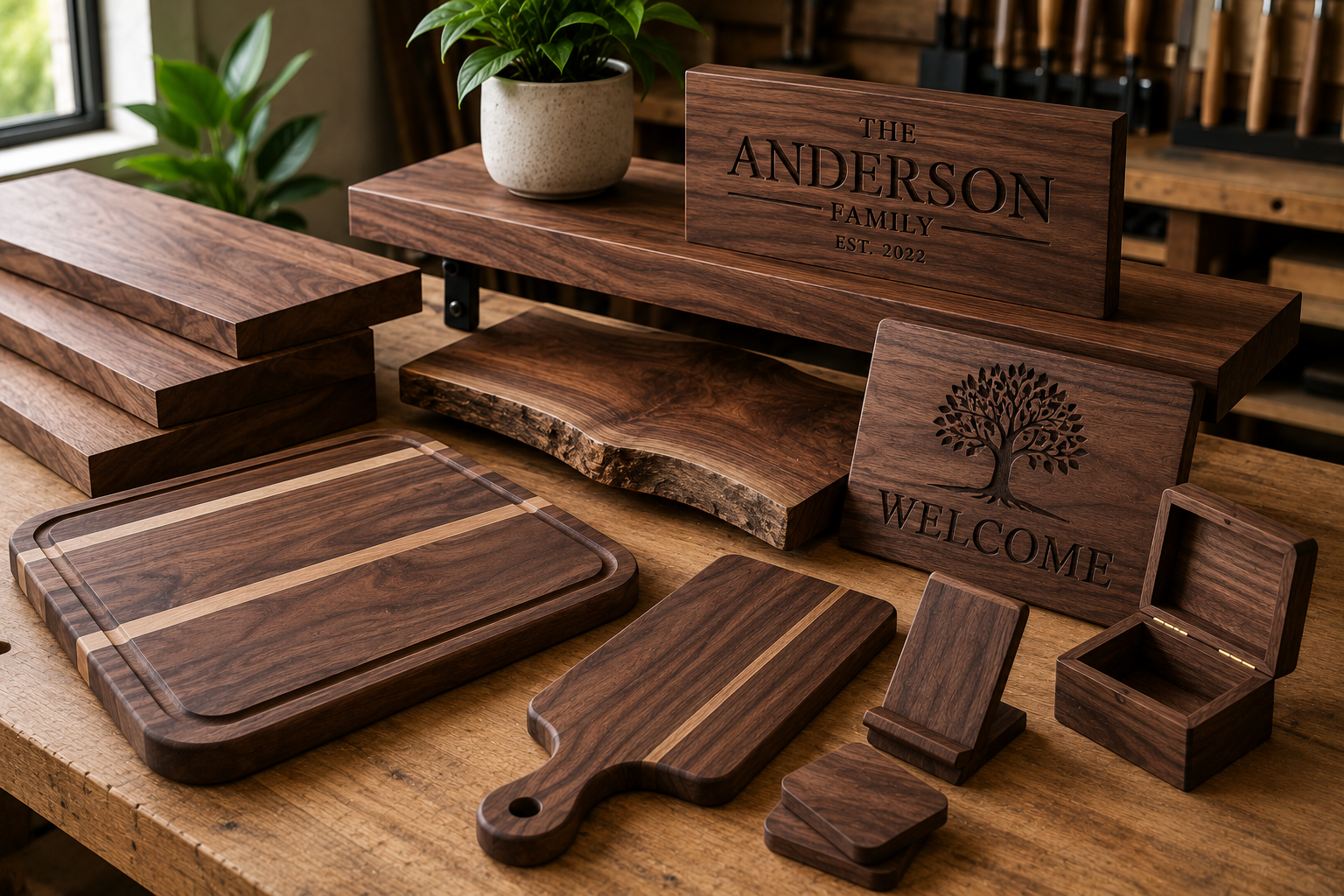 Black Walnut Boards for Cutting Boards, Shelves, Signs, and Small Woodworking Projects