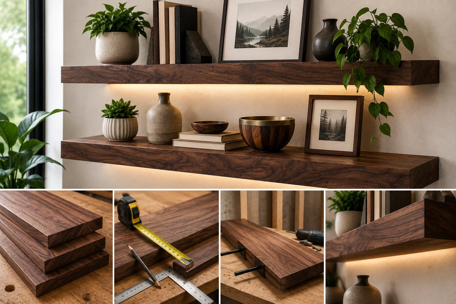 How to Build High-End Shelves Using 1" Black Walnut Boards