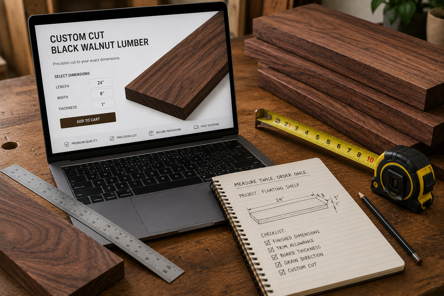 How to Order Black Walnut Lumber Online Without Guessing the Size
