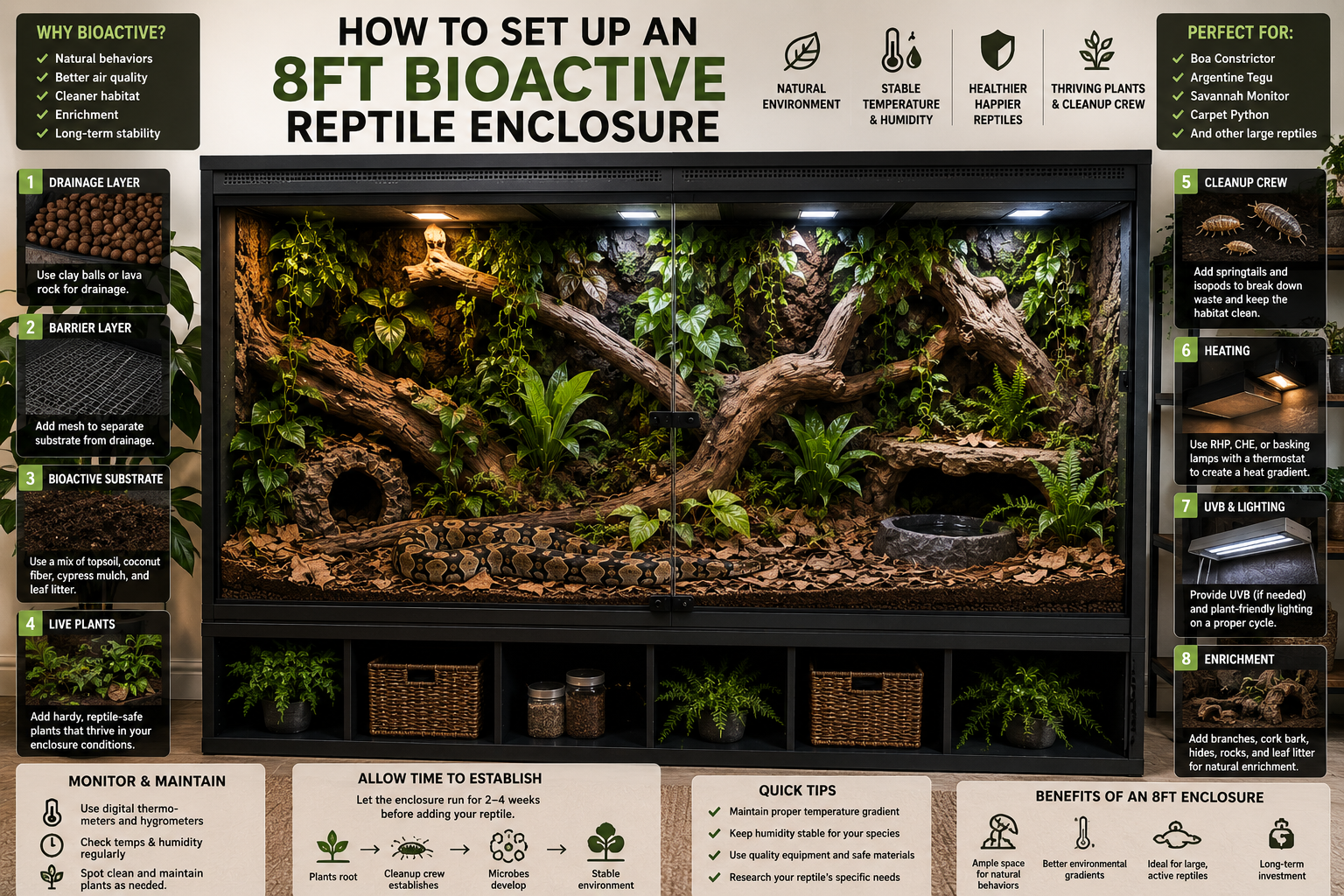 How to Set Up an 8ft Bioactive Reptile Enclosure
