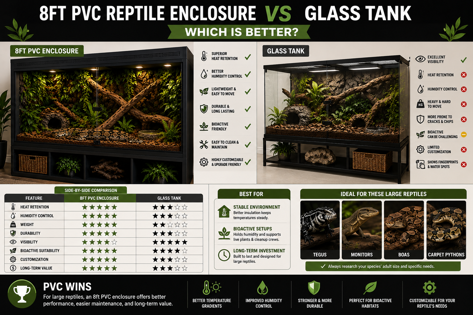 8ft PVC Reptile Enclosure vs Glass Tank: Which Is Better?v