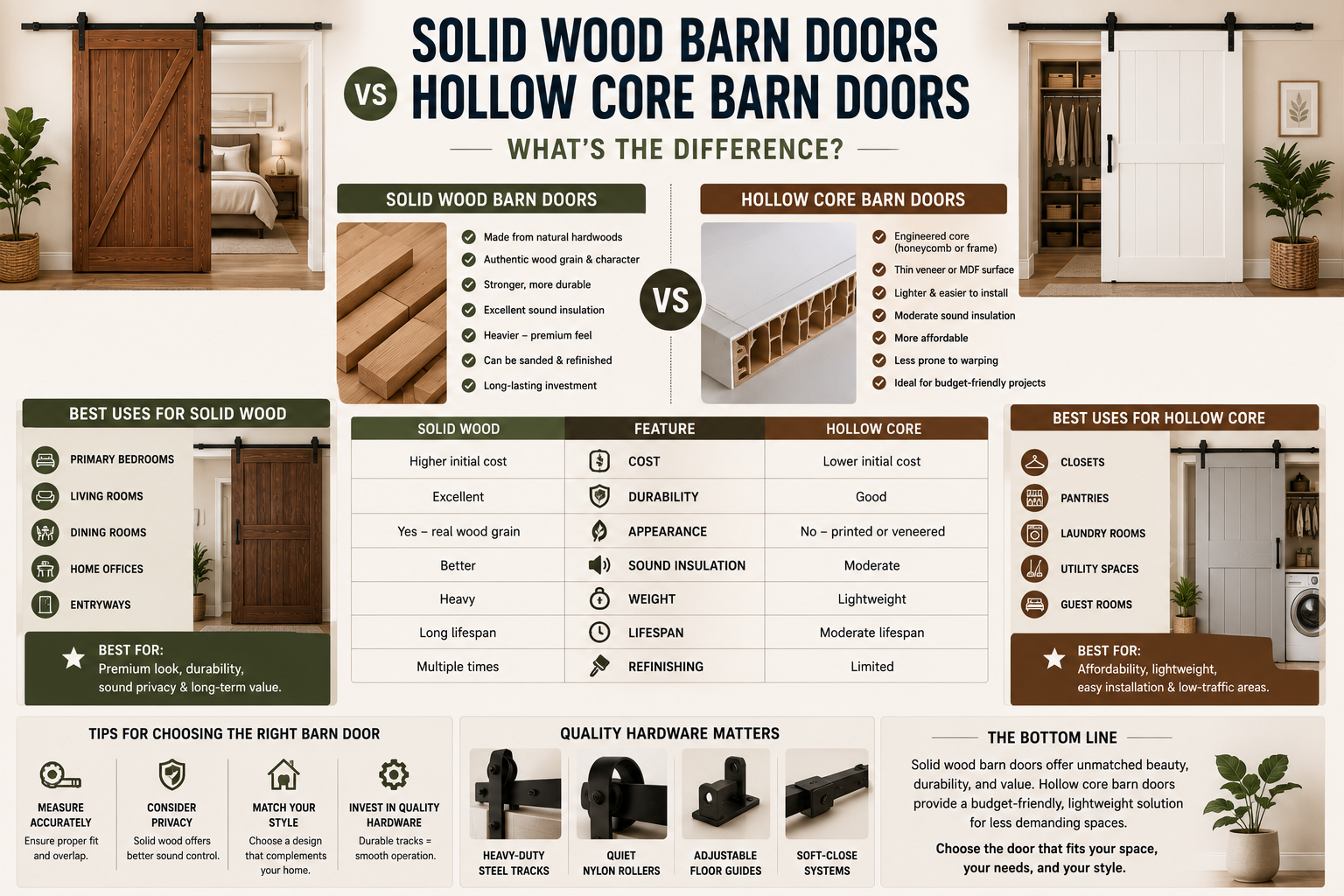 Solid Wood Barn Doors vs Hollow Core Barn Doors: What's the Difference?