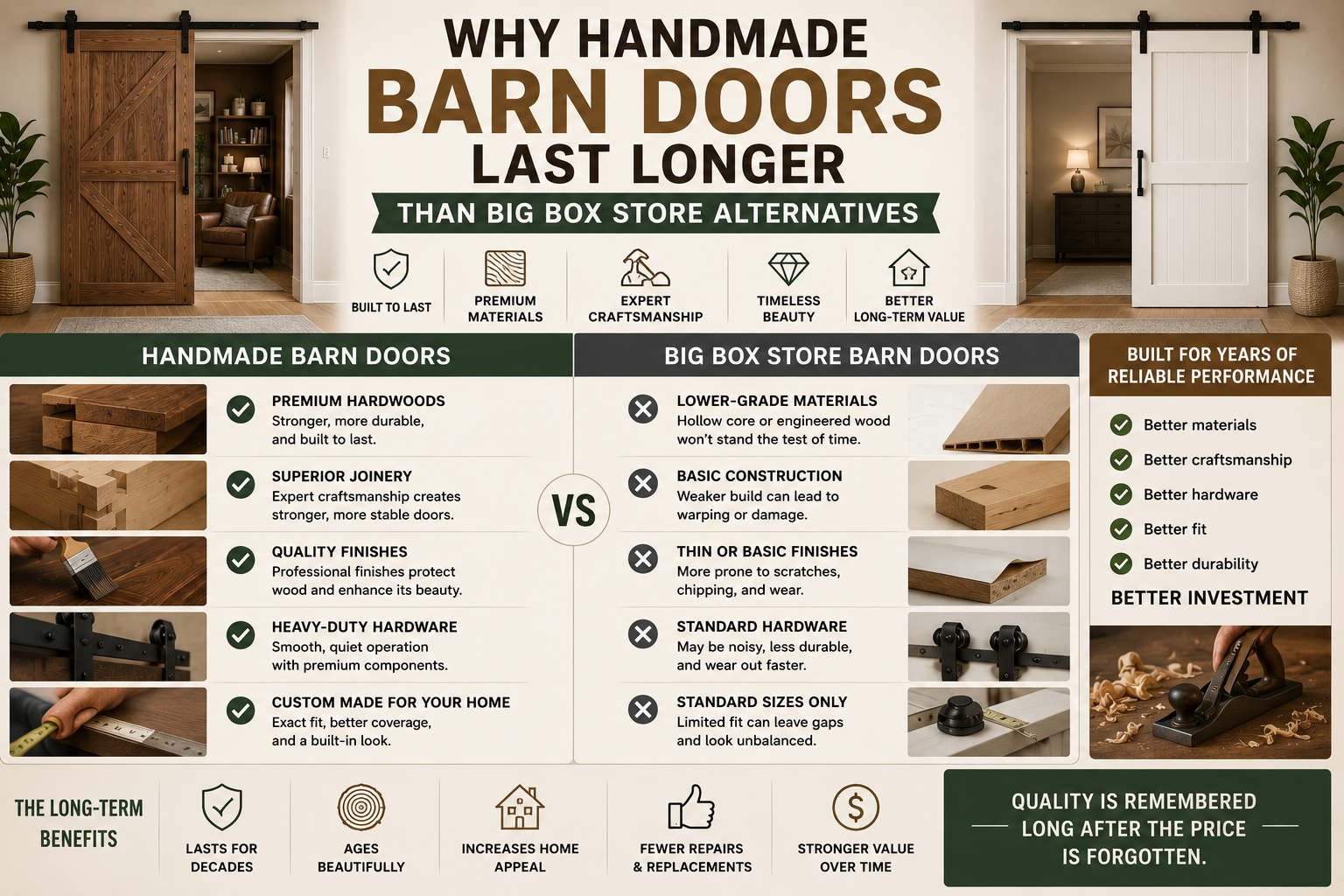 Why Handmade Barn Doors Last Longer Than Big Box Store Alternatives