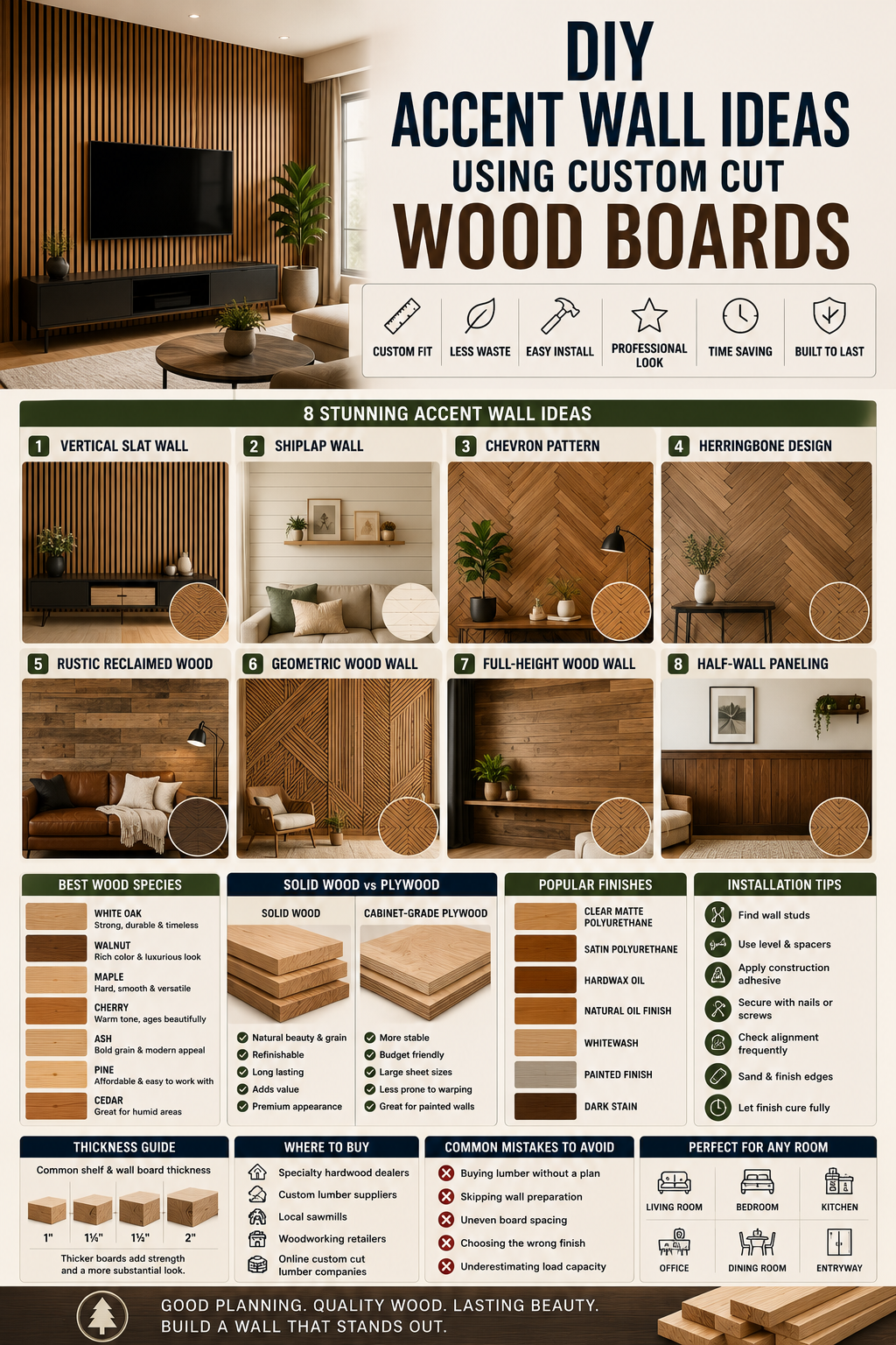 DIY Accent Wall Ideas Using Custom Cut Wood Boards