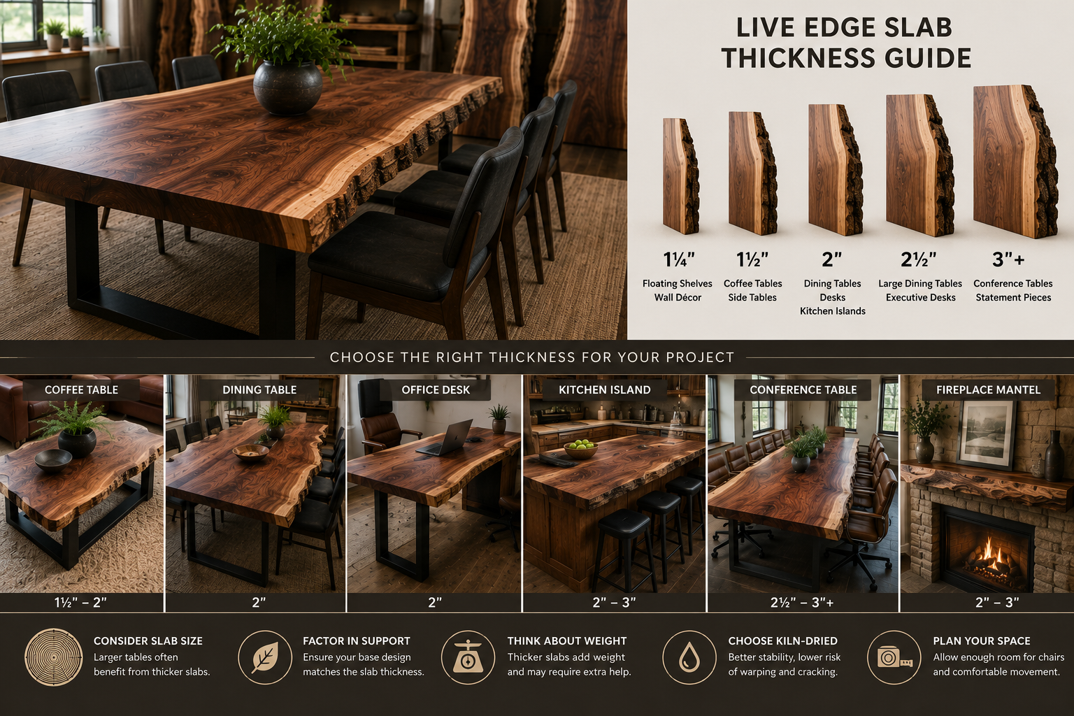 How Thick Should a Live Edge Slab Be for a Table?
