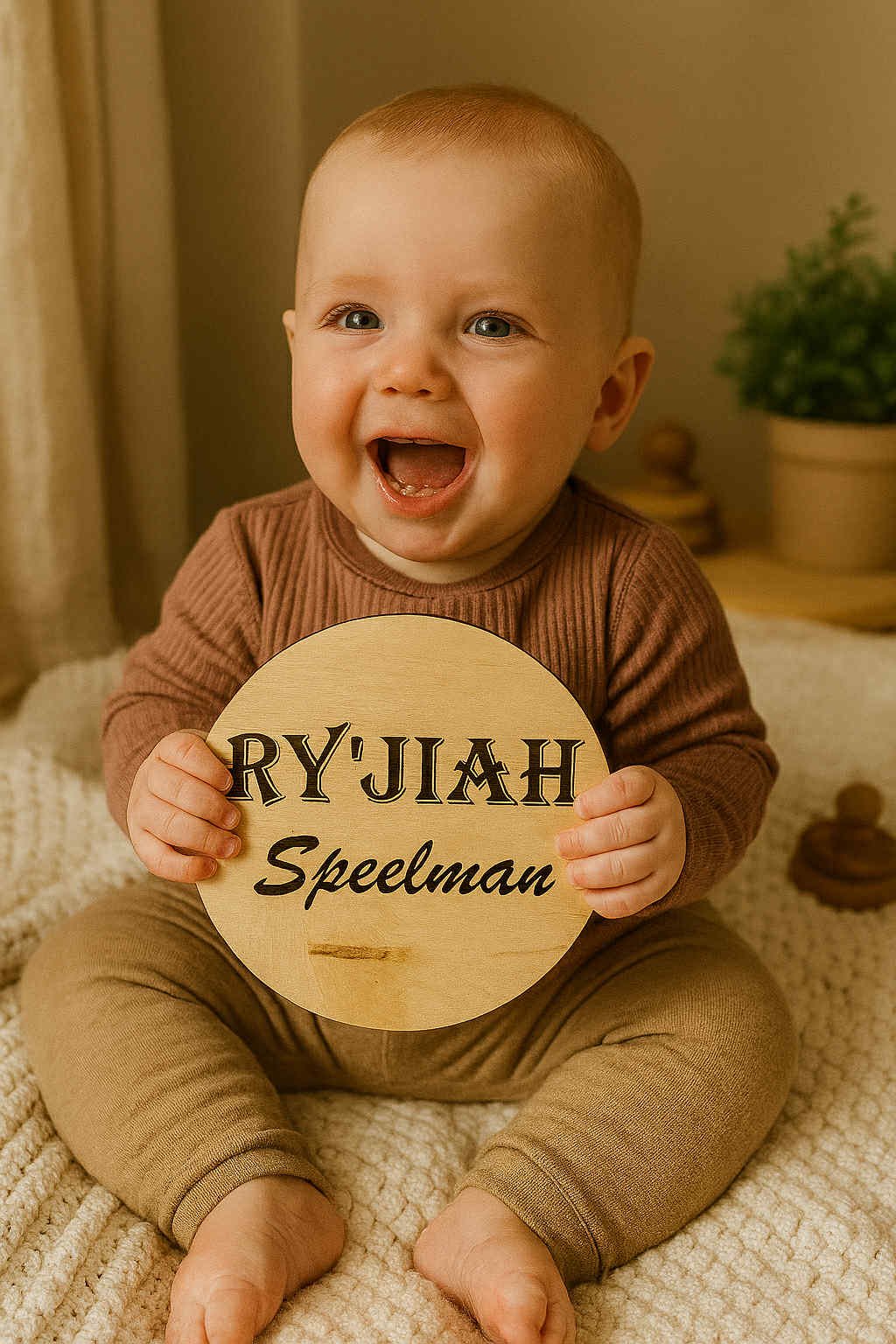Engraved Newborn Baby Name Sign
