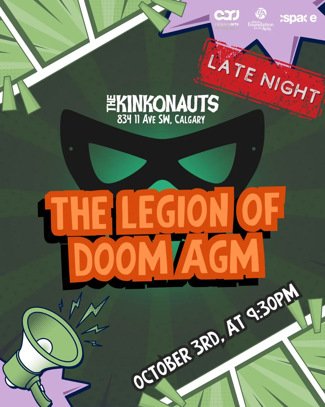 The Legion of Doom AGM - Late Night⁠
⁠
The Villains of Comedy (James Scott &amp; Chris Ford) return because they've been hired by Lex Luthor to run the Legion of Doom's AGM and they've turned it into a variety show comedy act. Chris and James have ki