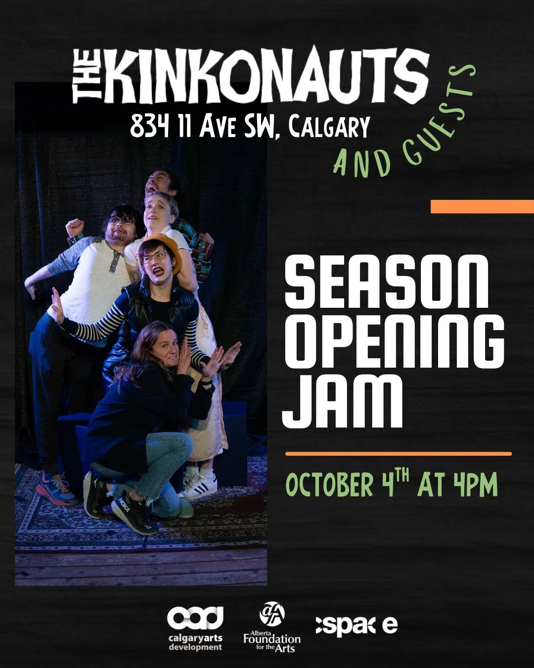 KINKONAUTS &amp; GUESTS: SEASON OPENING JAM⁠
⁠
This is your chance to see the Kinkonauts &mdash; along with special guests from across Alberta &mdash; in action in a one-of-a-kind improv jam! Sit back and enjoy an evening of spontaneous comedy, unexp