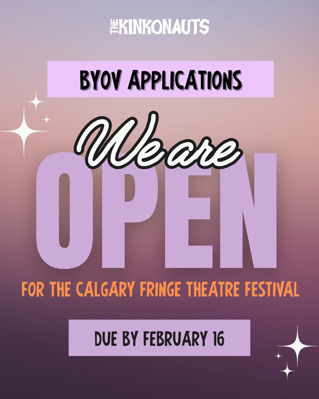 We are excited to announce that we will be hosting a few companies/artists as a satellite bring your own venue (BYOV) as part of The Calgary Fringe Festival 2026. Applications are open for companies or artists that are interested in producing a show 