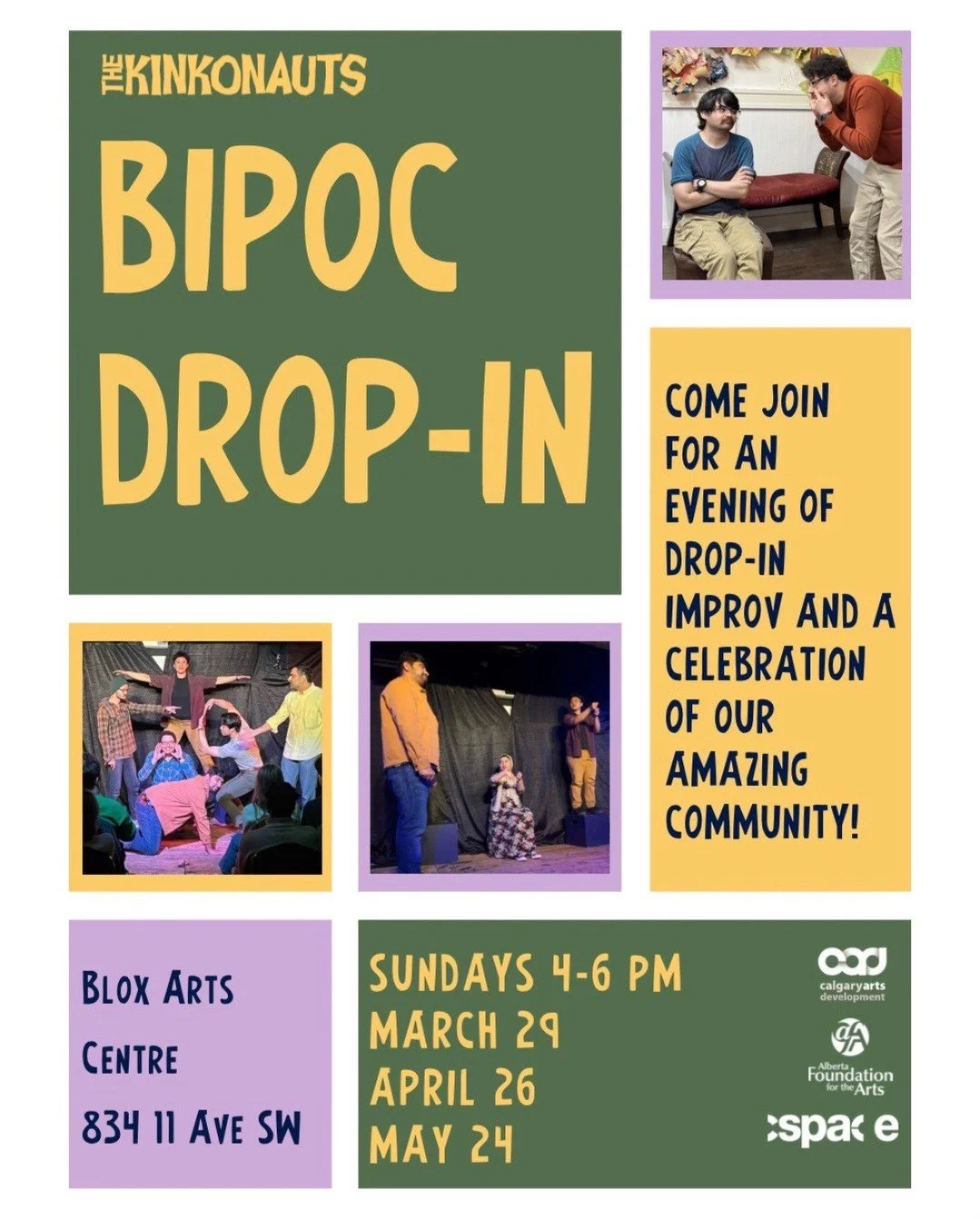 Looking for a fun activity on a Sunday afternoon? Check out our free BIPOC (Black, Indigenous, People of Colour) drop-in classes! This all levels drop-in class is led by experienced BIPOC improvisers and provides a safe, inclusive, and low stakes env