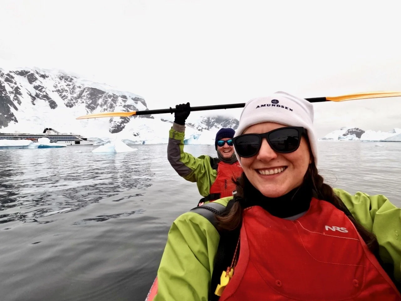 This kayak trip was truly one of the highlights of the trip. We got up close to sea ice and icebergs, saw rafts of penguins porpoising next to us, and went out on the open ocean with the guidance of, "Ok, just don't capsize."