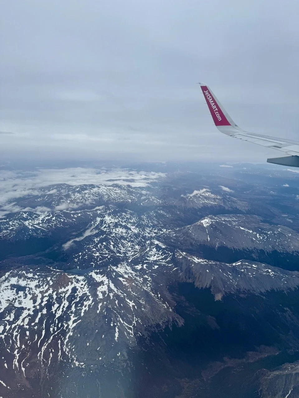 View of the Andes Mountains on our flight to Ushuaia
