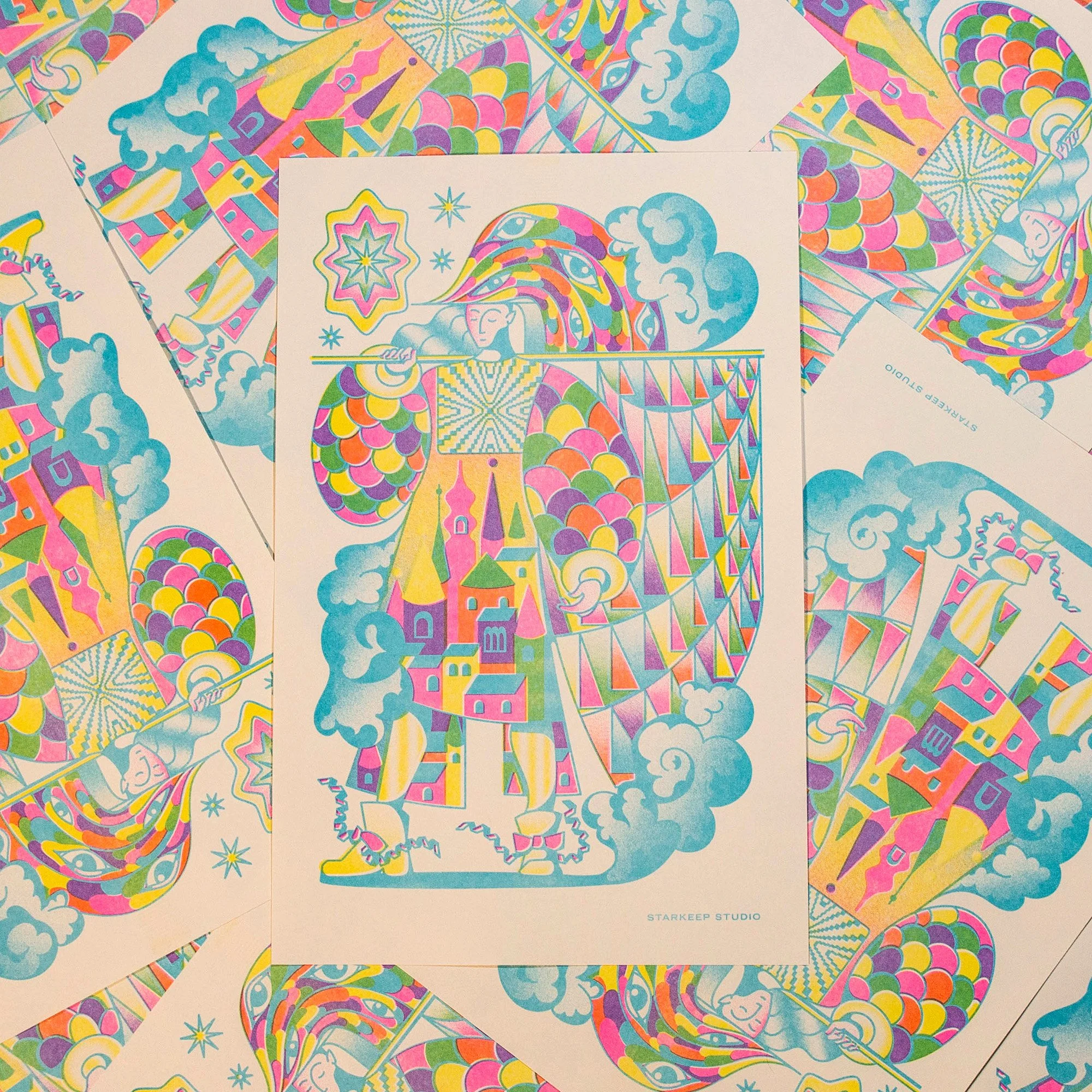 Knight Banneret  | 11x 17 Risograph Print