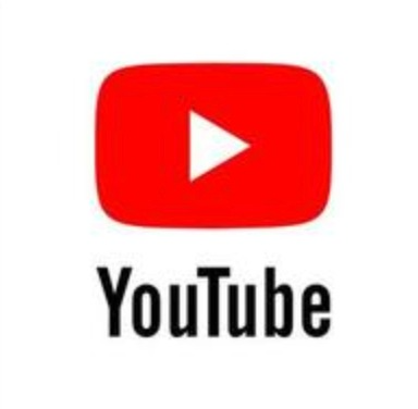 YouTube logo with a red play button and the word 'YouTube' underneath.