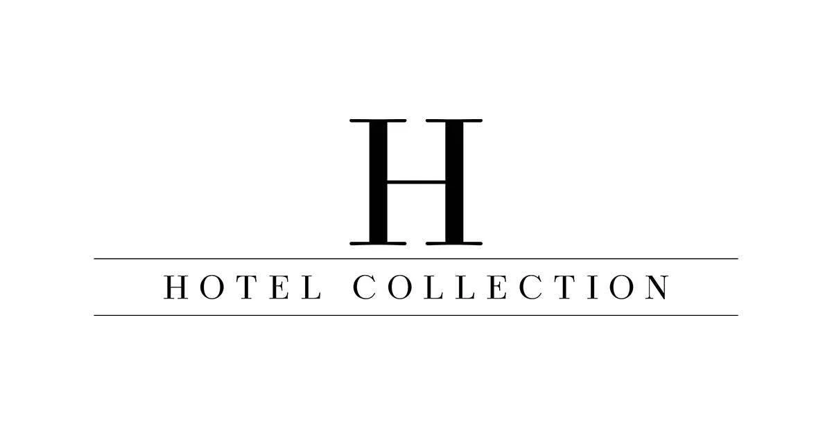 Logo for hotel collection featuring a large letter H above the words 'Hotel Collection' with horizontal lines on top and bottom.
