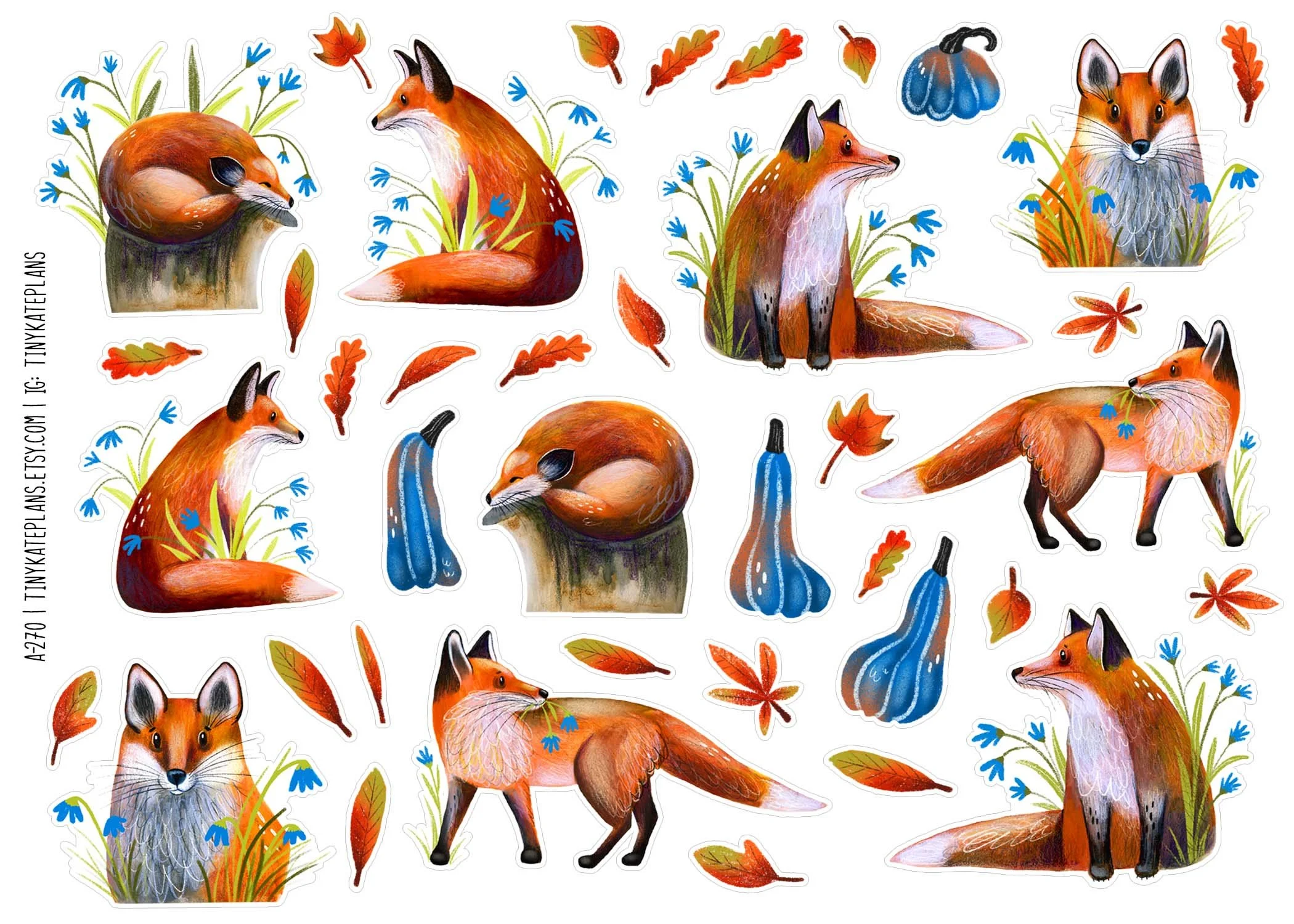 A-270 Foxes and pumpkins 5x7.jpg