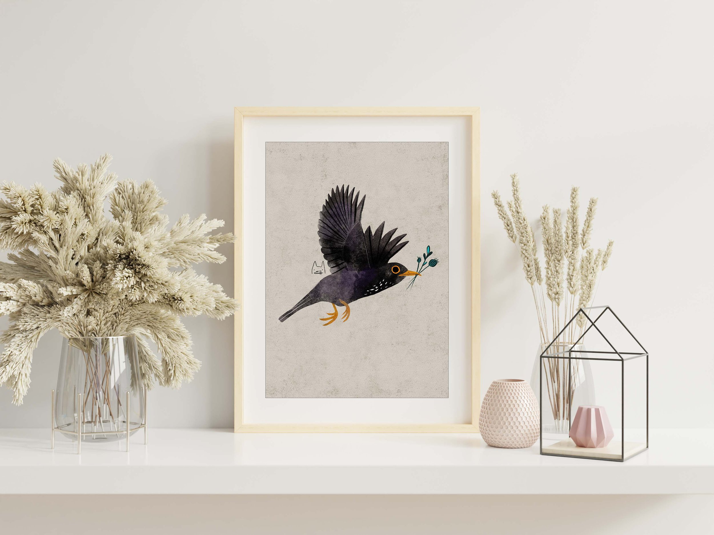 AP-116 common blackbird art print-1.jpg