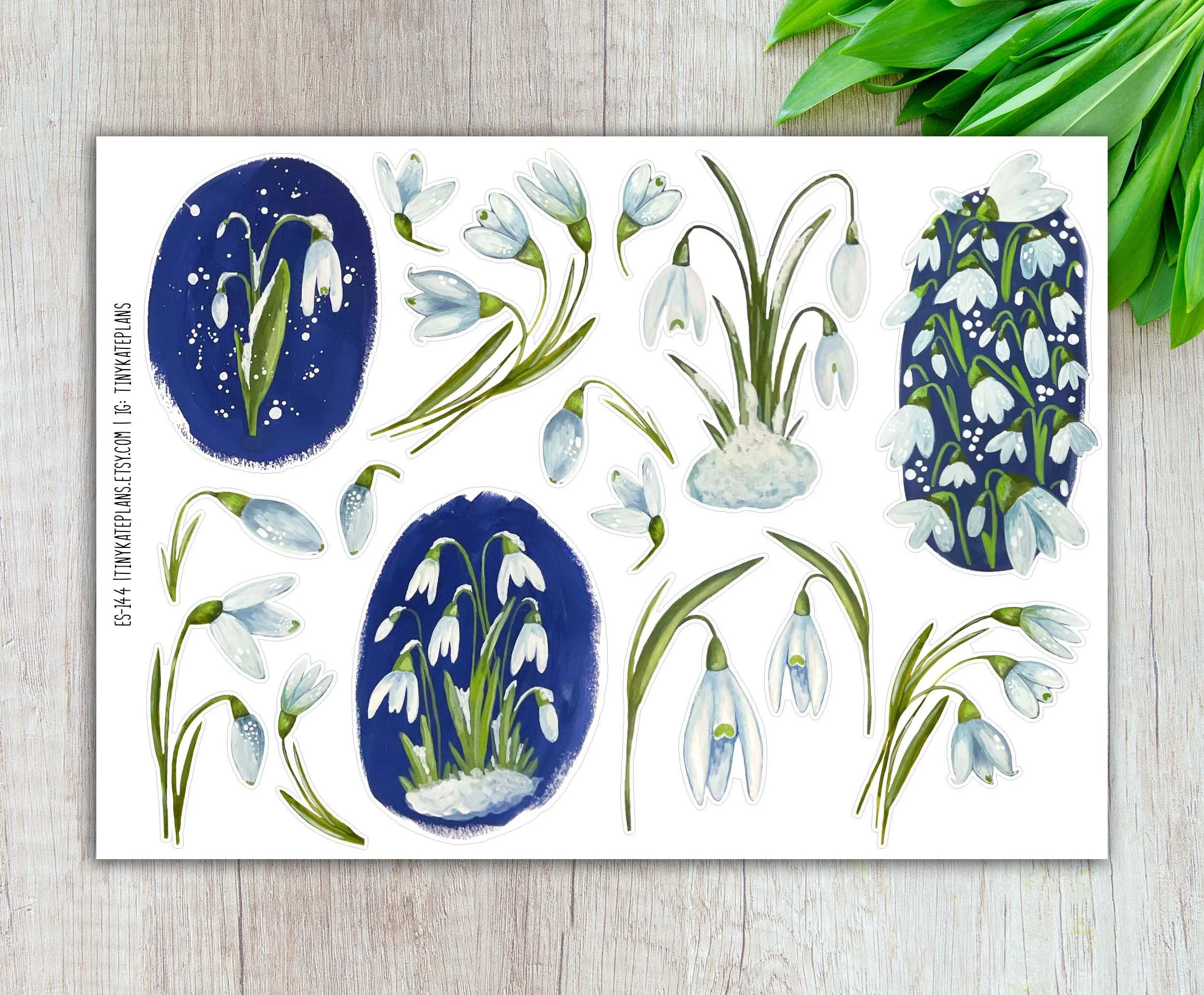 Snowdrop Flower Planner Stickers, Spring Planner Stickers, Easter Stickers. ES-144