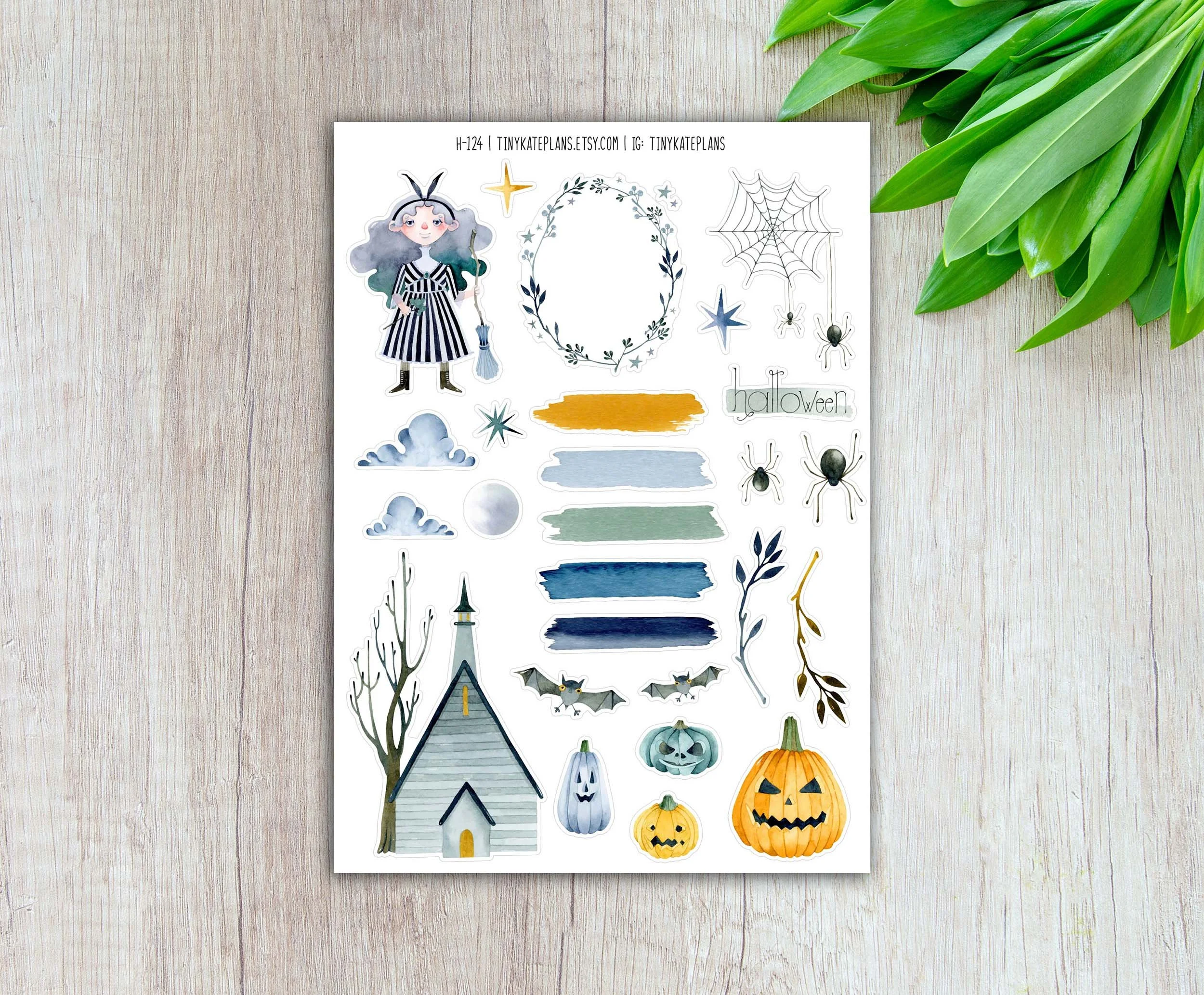 The Cute Witch Planner Stickers, Halloween Planner Stickers. H-124