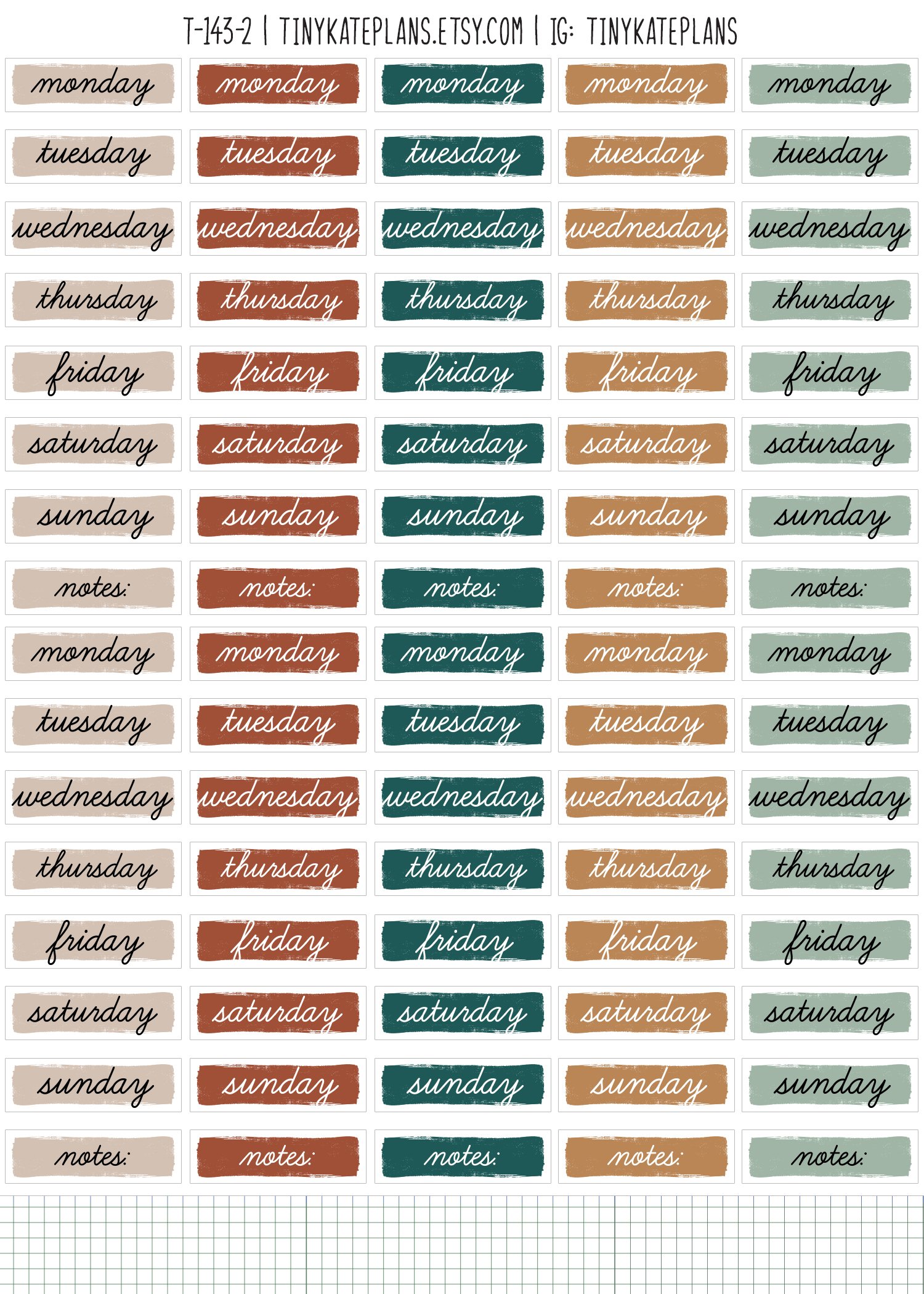 T-143-2 dark teal and copper days of the week 5x7.jpg