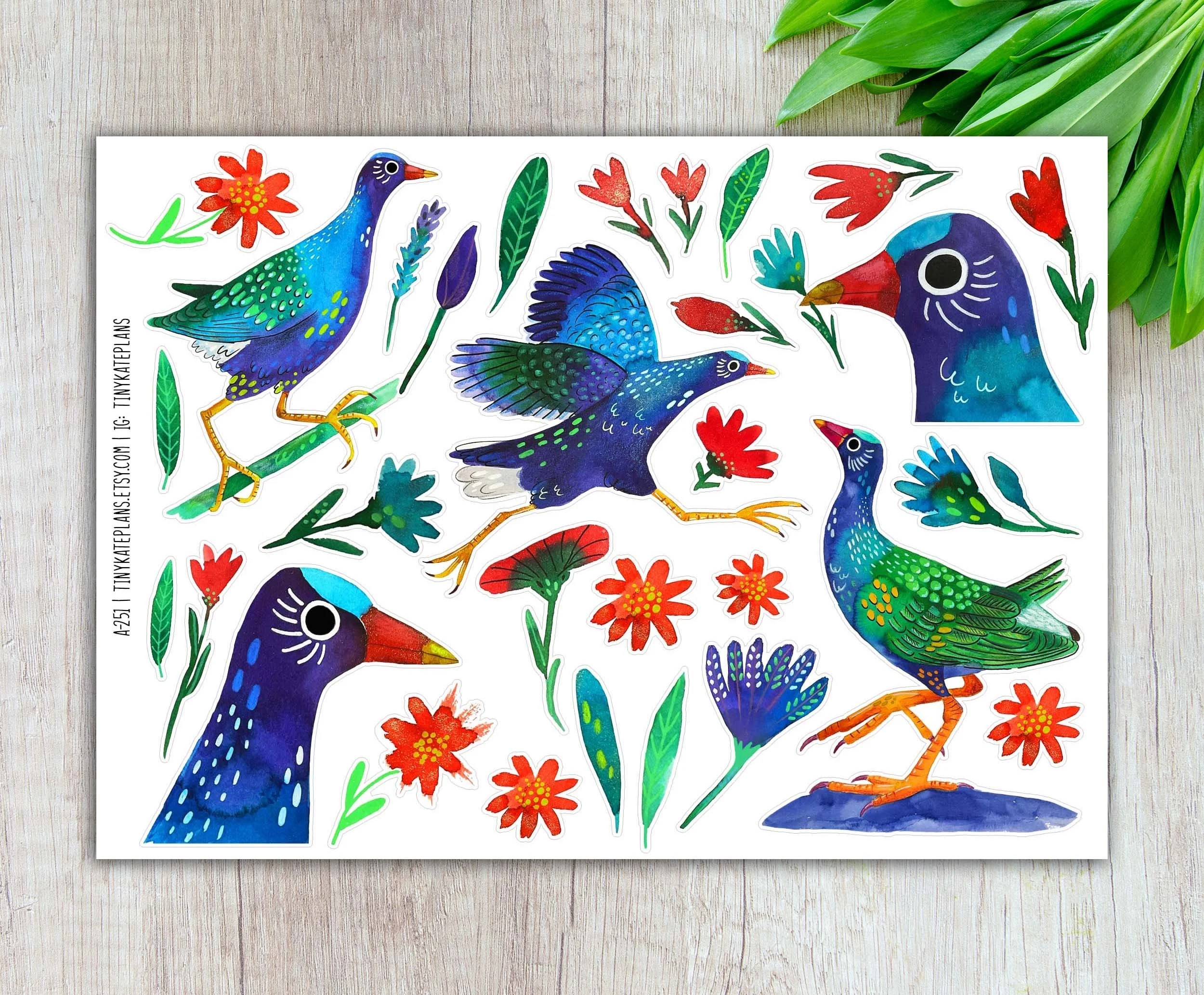 Purple Gallinule Bird Planner Stickers, Marsh & Swamp Bird Planner Stickers. A-251
