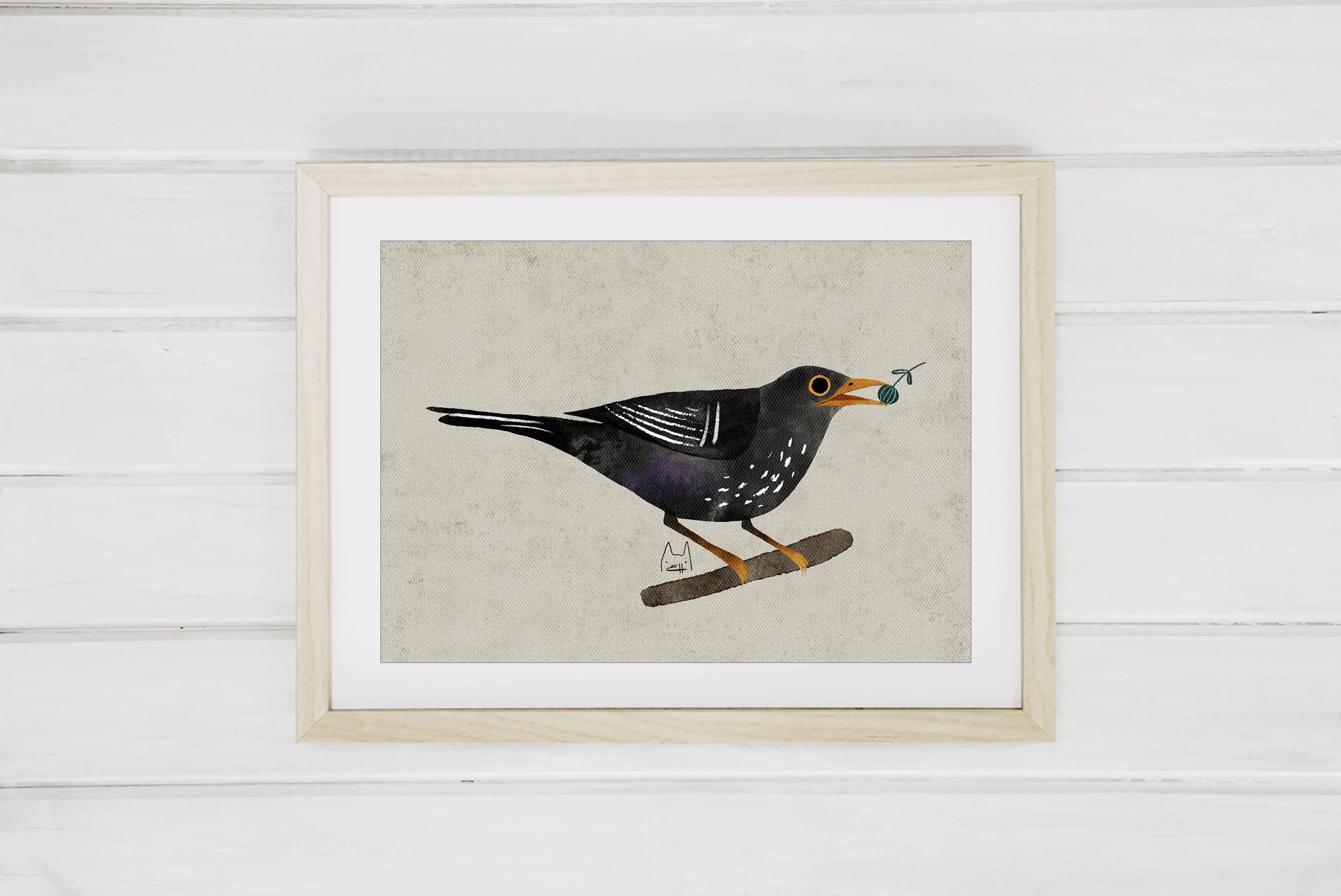 AP-116 common blackbird art print-5.jpg