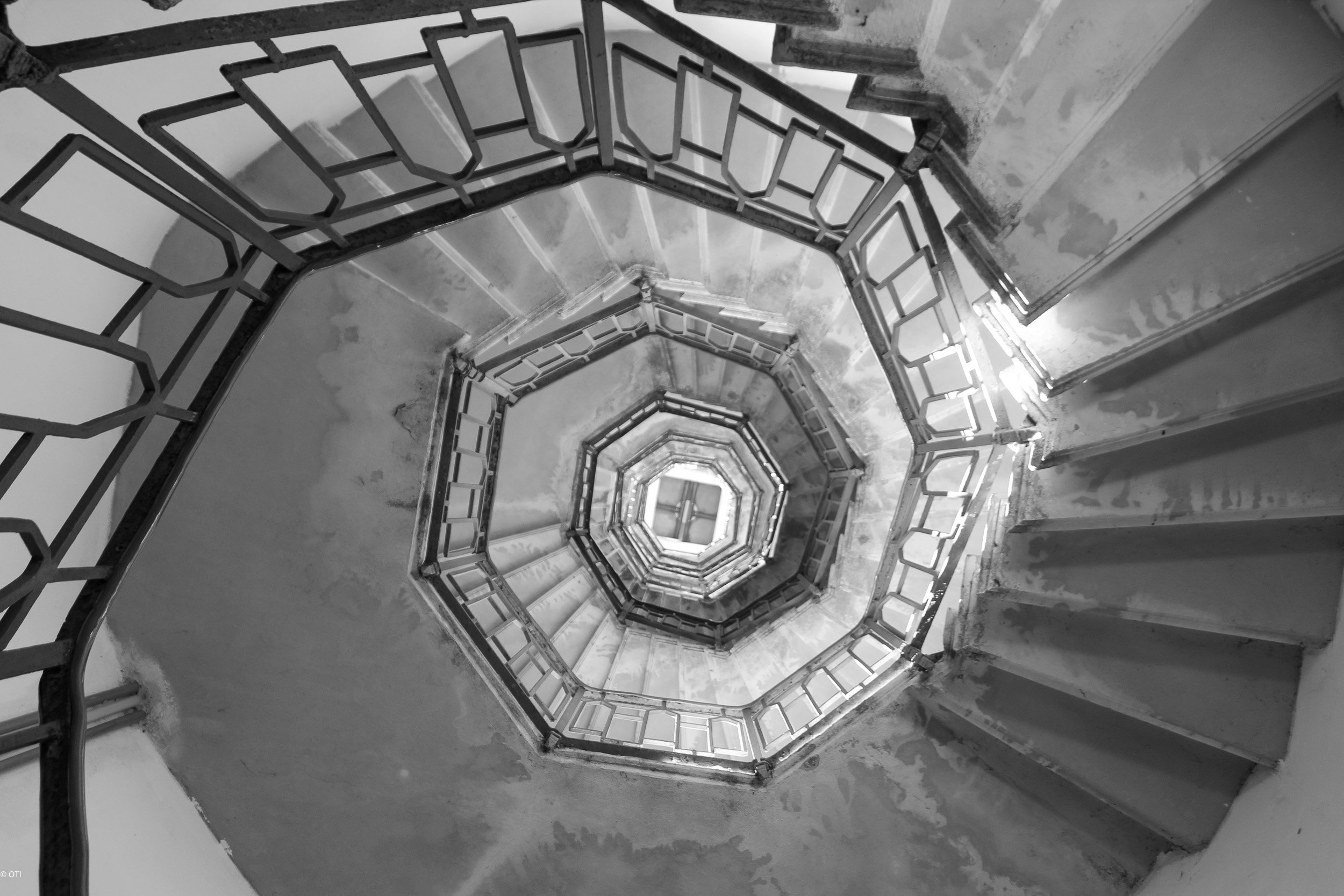 Interior of Faro Voltiano in Brunate, Italy.