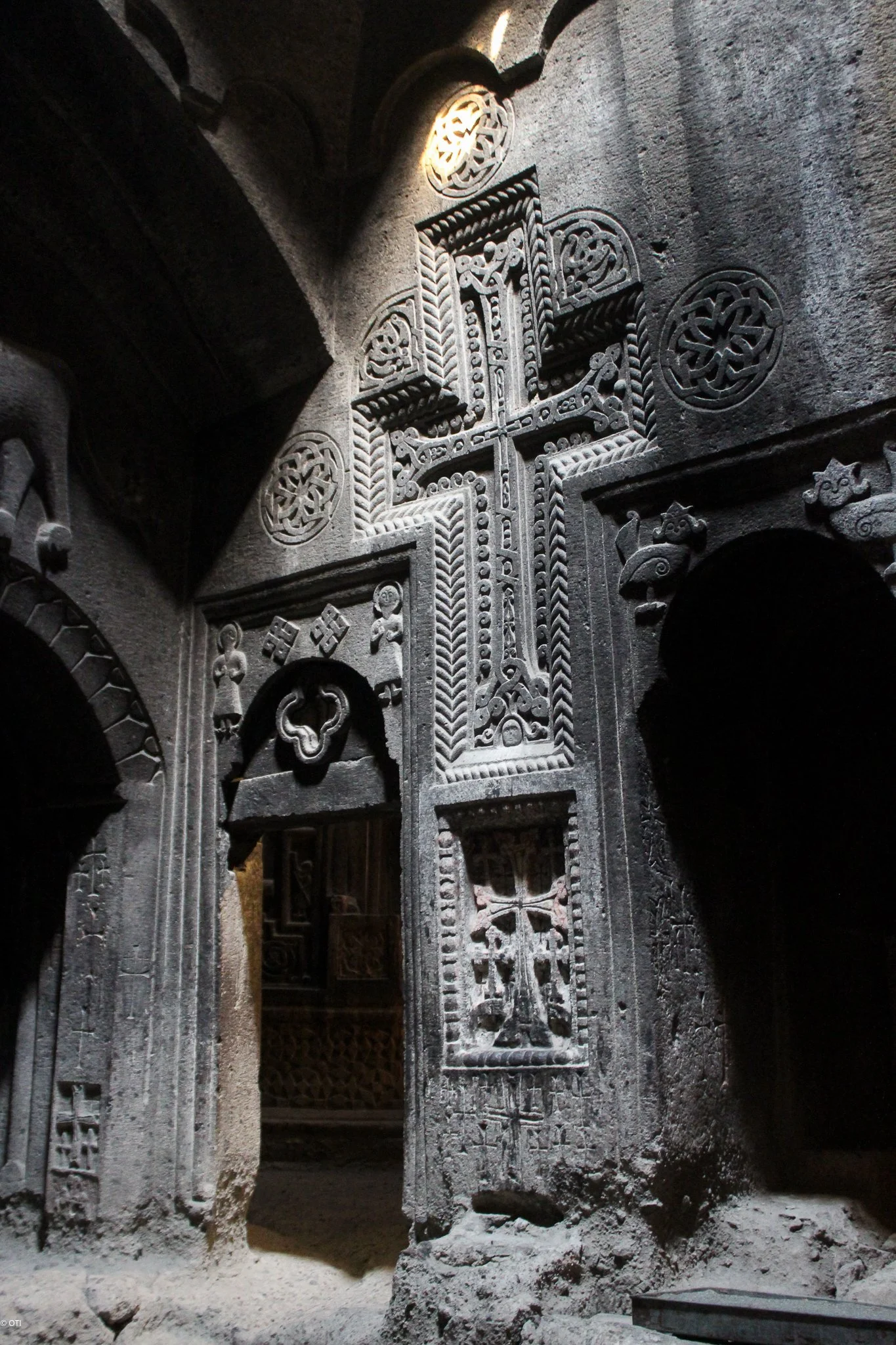 Geghard Monastery Interior in Geghard, Armenia.