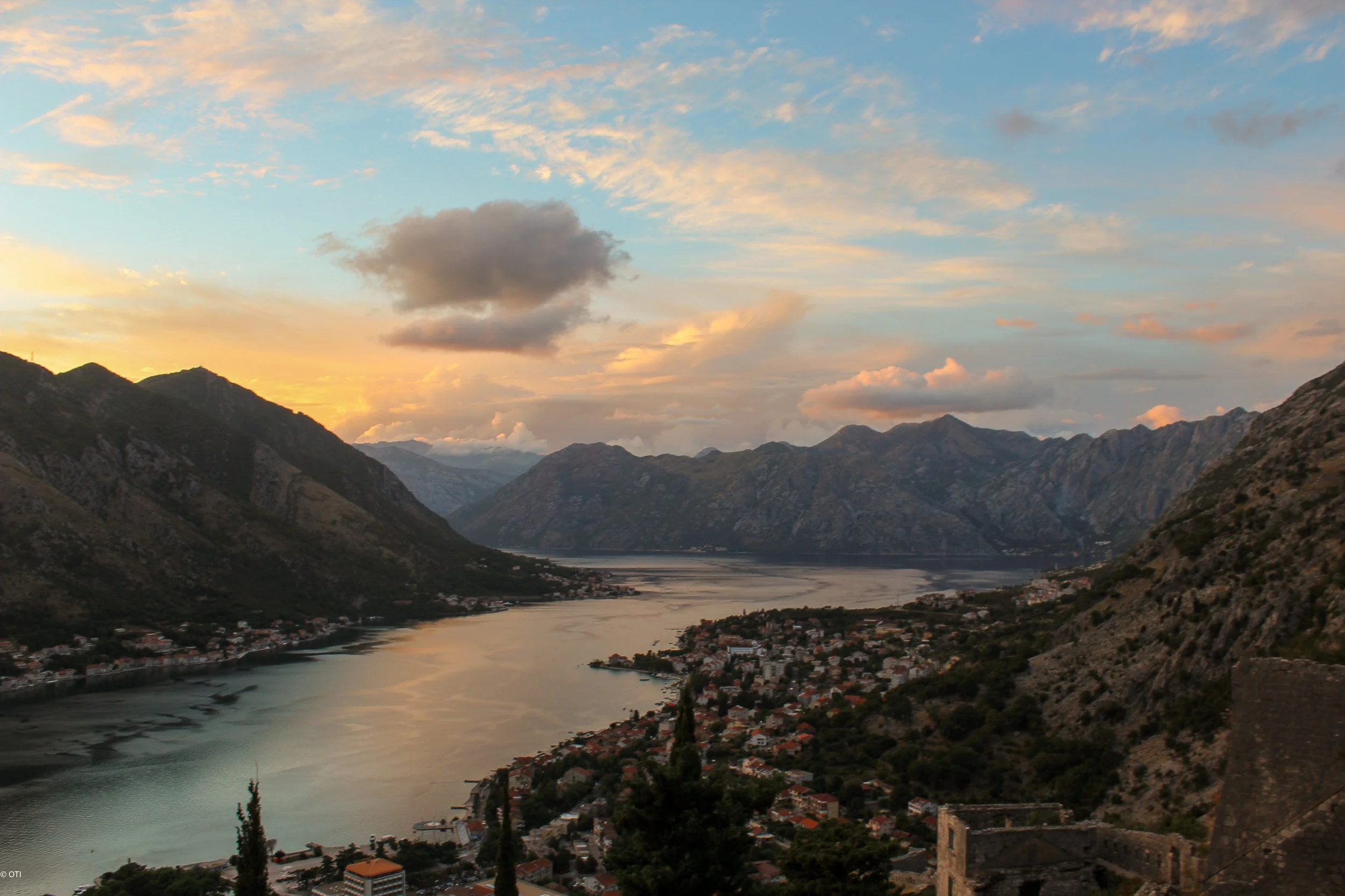 Bay of Kotor at Sunset.