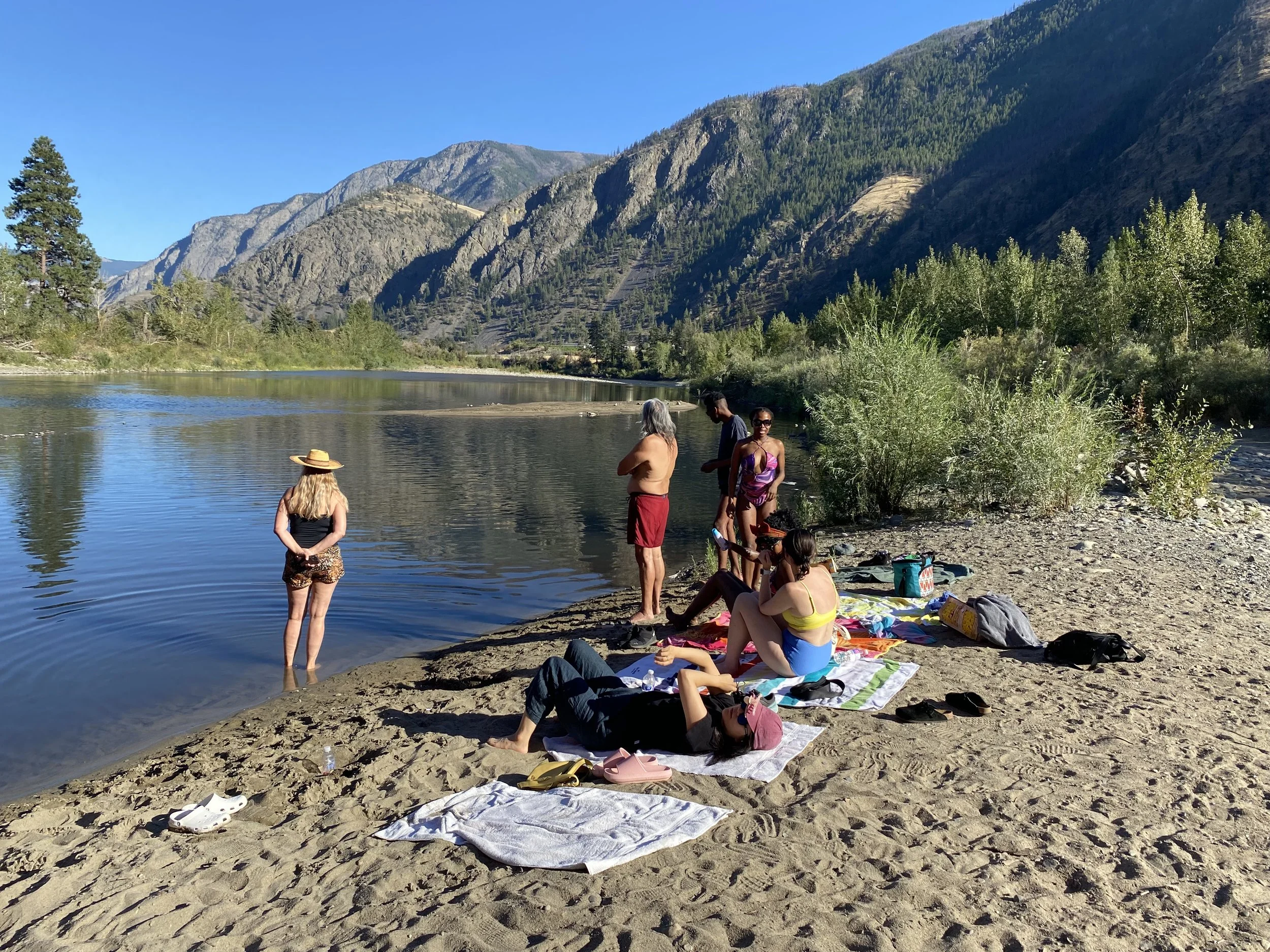 Enjoying a dip at the Red Bridge