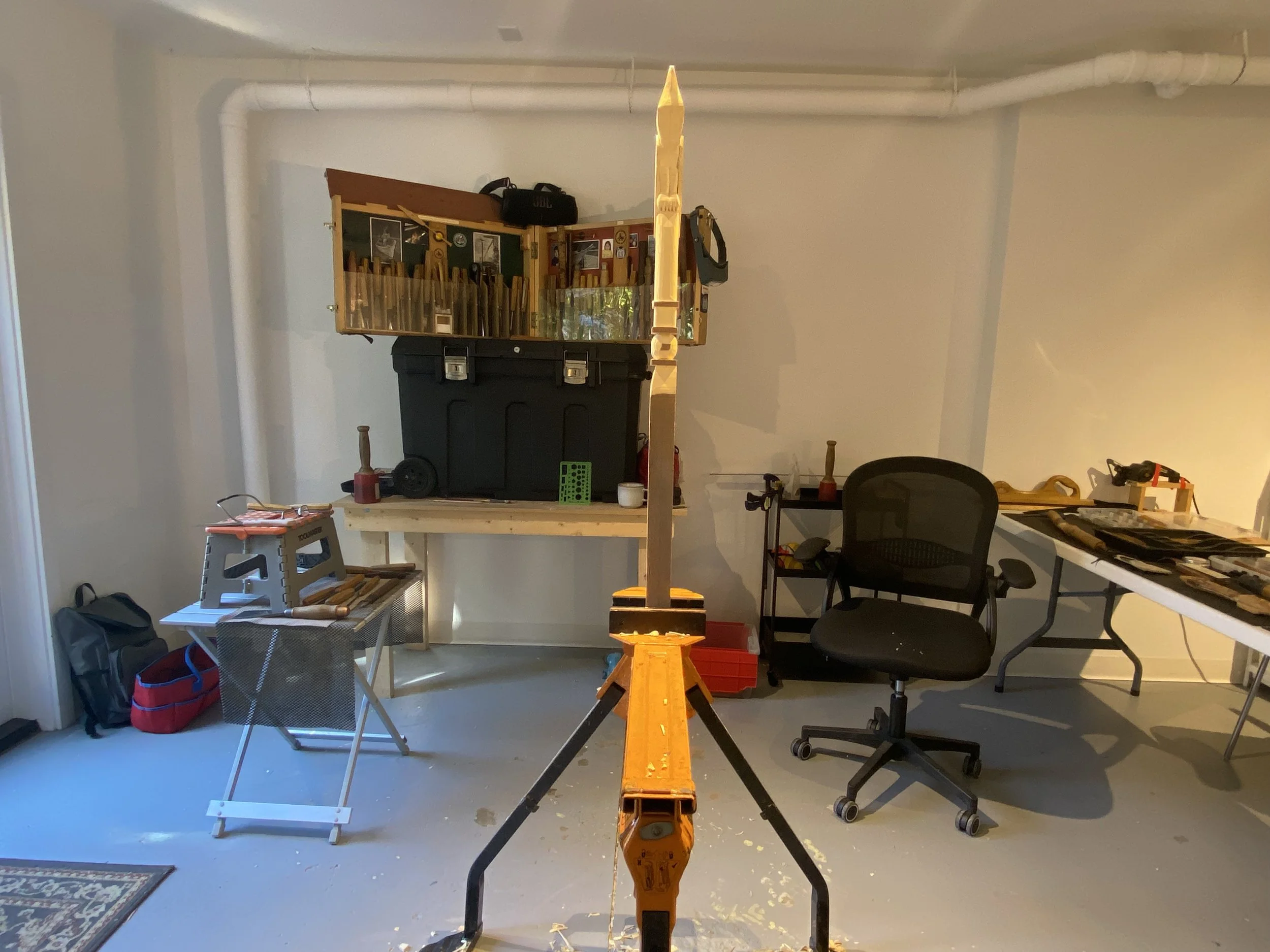 Xwalacktun's carving work in progress