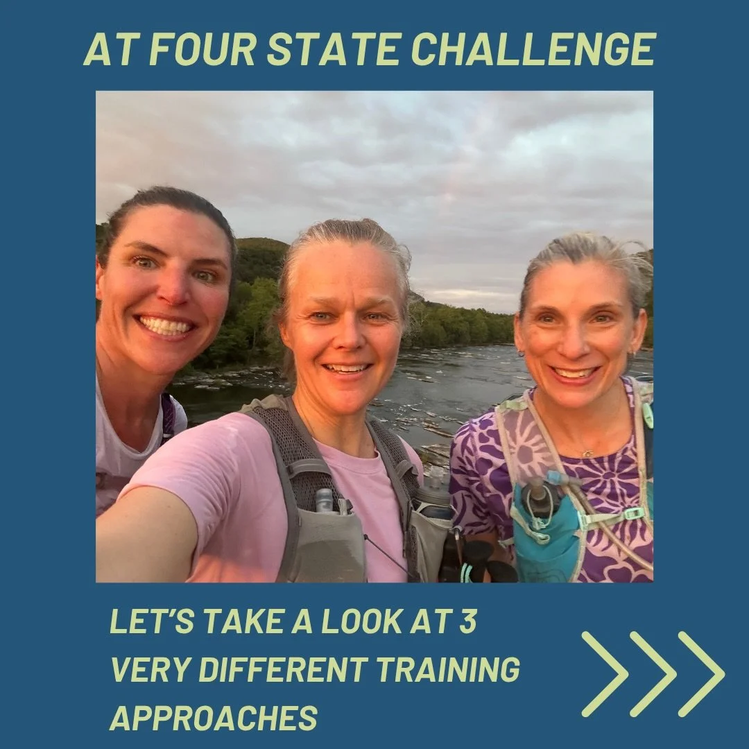 Recently three athletes that I coach tackled the Four State Challenge on the Appalachian Trail ➡️ about 45 miles and 7,100 feet of vertical gain. 

These three athletes have very different lives and responsibilities, and their training plans reflect 