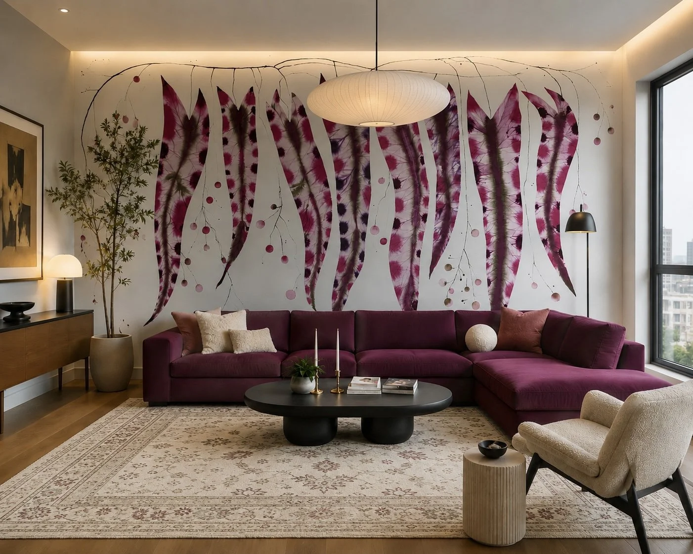 Aubergine Arrowhead Vine Mural