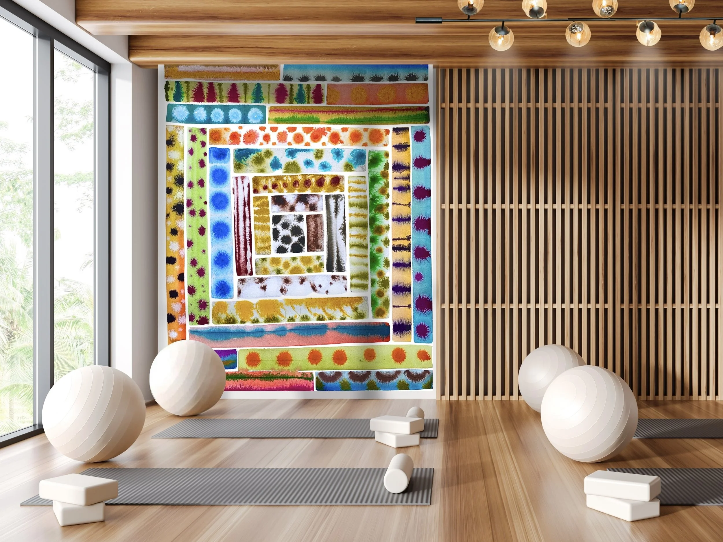 Ice Quilt Mural: Selburose or Log Cabin