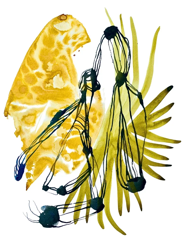 Organic Watercolor in Green & Gold Synapse