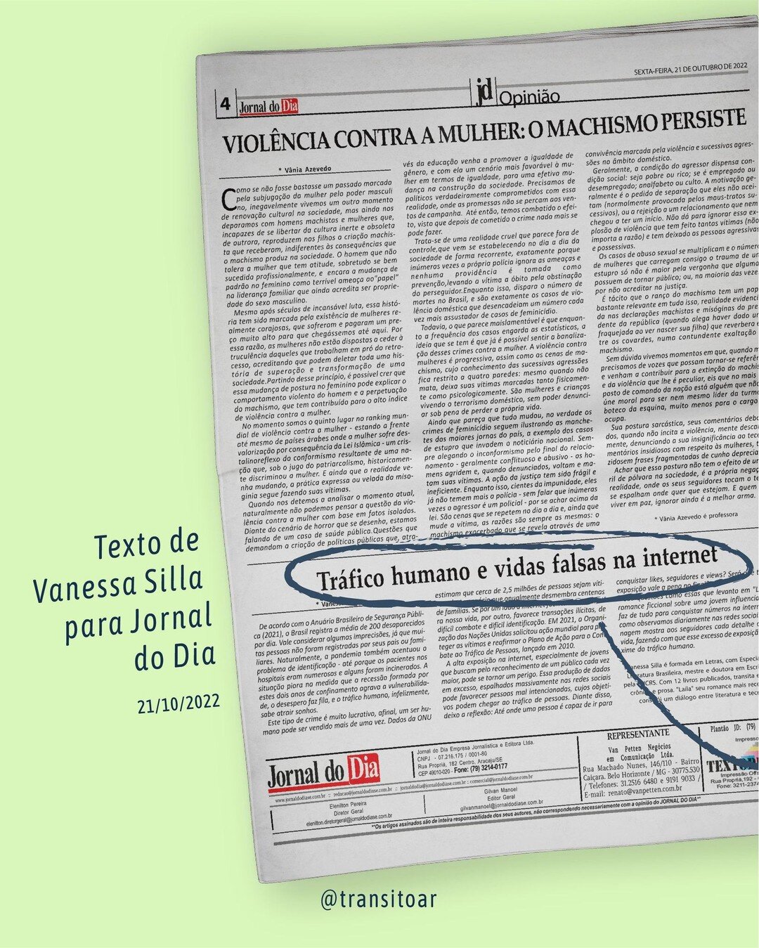 Mais um artigo sobre Laila no Jornal do Dia, de Sergipe.
.
.
.
.
.
.
.
.
#leitura #ler #livros #livro #escritacriativa #escrever #book #escritos #escritor #laila #transitoar #romance #dicaliteraria #indica&ccedil;&atilde;odelivros