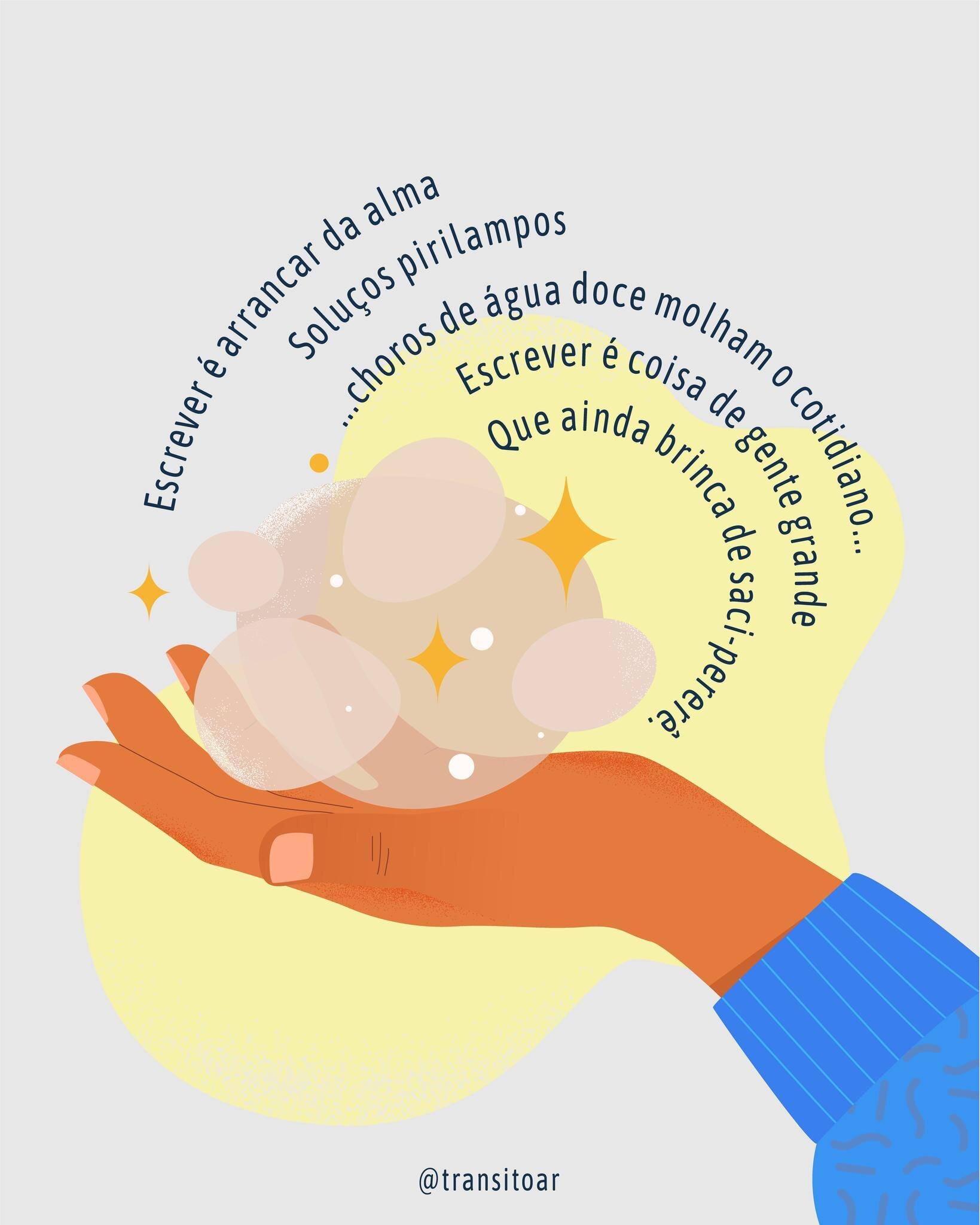 Escrever &eacute; arrancar da alma
Solu&ccedil;os pirilampos
...choros de &aacute;gua doce molham o cotidiano...
Escrever &eacute; coisa de gente grande
Que ainda brinca de saci-perer&ecirc;.
.
.
.
.
.
.
.
#ler #leitura #livros #livro #escritacriativ