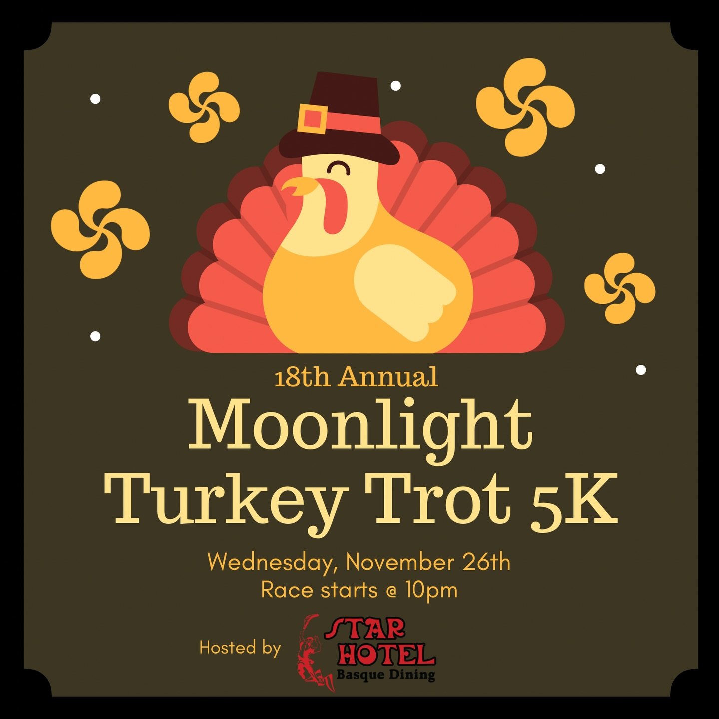 🦃🏃🏻We&rsquo;re back for the 18th Annual Moonlight Turkey Trot 5K on Thanksgiving Eve! Whether you&rsquo;re a seasoned runner or just here for the vibes before the big feast &mdash; everyone&rsquo;s welcome. The race will kick off at 10pm!

Grab yo