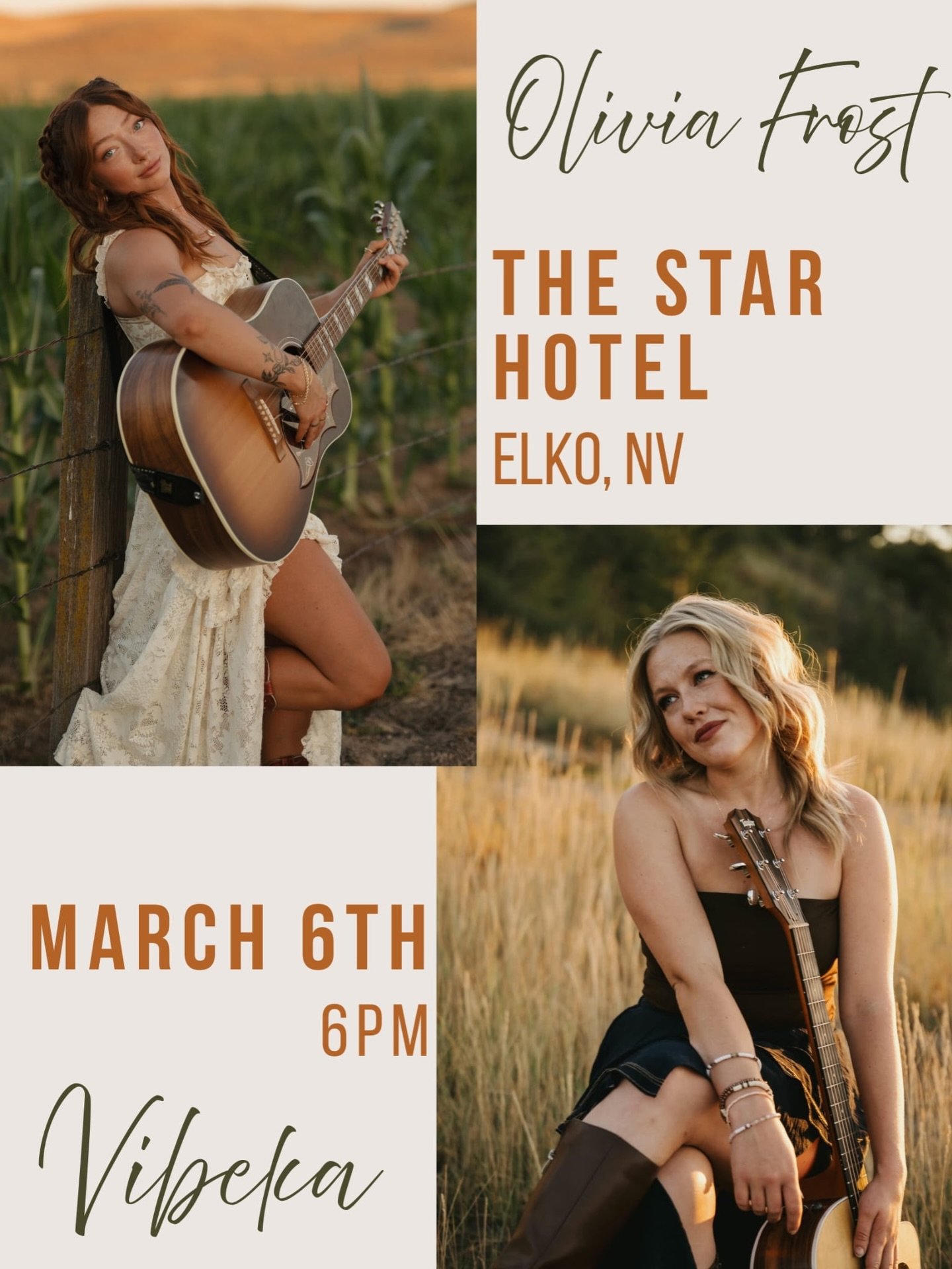 Live music is back at The Star this Friday! 🎶 

Join us March 6th at 6PM for an evening of live music with Boise artists, Olivia Frost and Vibeka. Whether you&rsquo;re stopping in for dinner, a Picon, or just a little good music with friends, we&rsq