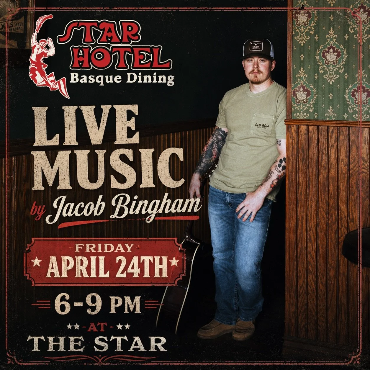 Live music is back at The Star 🎶

Join us on Friday, April 24th as Jacob Bingham takes the &lsquo;stage&rsquo; from 6&ndash;9pm. Grab a drink, stay for a great meal, and enjoy some fantastic live music! 🌟