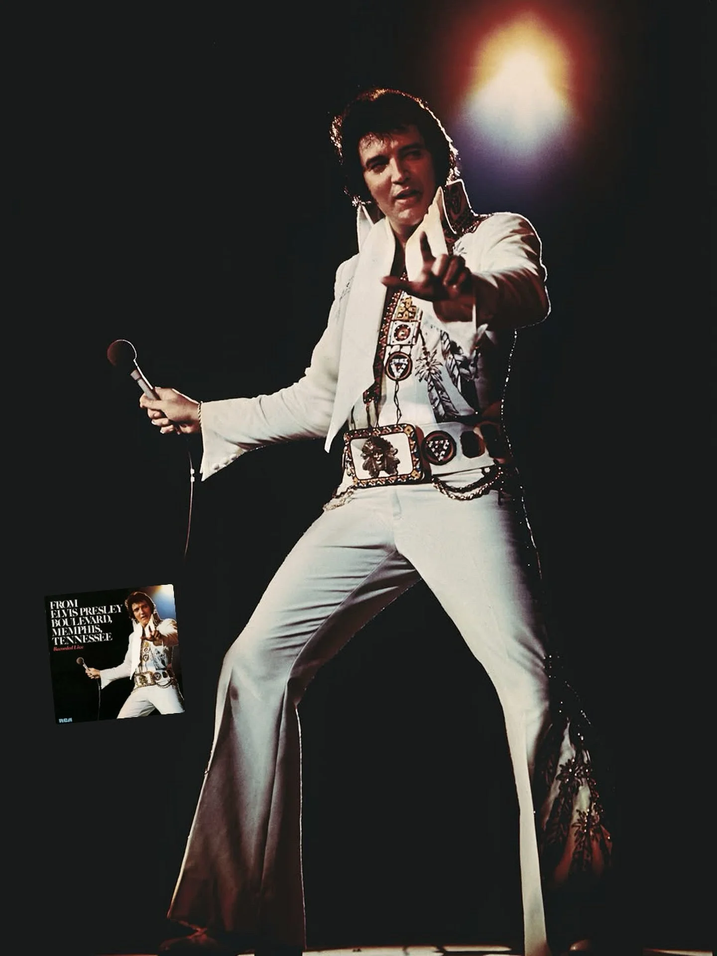 June 2, 1975 Mobile Alabama

Jumpsuit: Chief (with original belt)

This is the full length photo of Elvis that was used for the album &lsquo;From Elvis Presley Boulevard, Memphis, Tennessee&rsquo;. The album cover photo is cropped. #elvis 

📷: Ed Bo