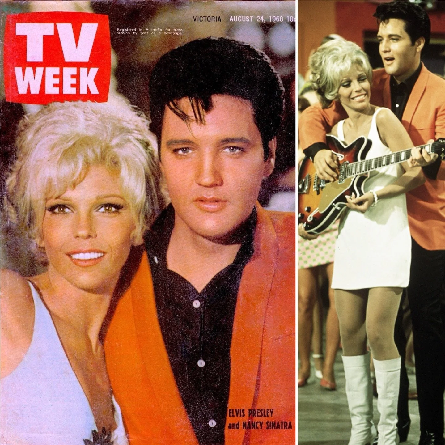 Vintage &lsquo;TV Week&rsquo; featuring Elvis and @nancysinatra in August 1968.