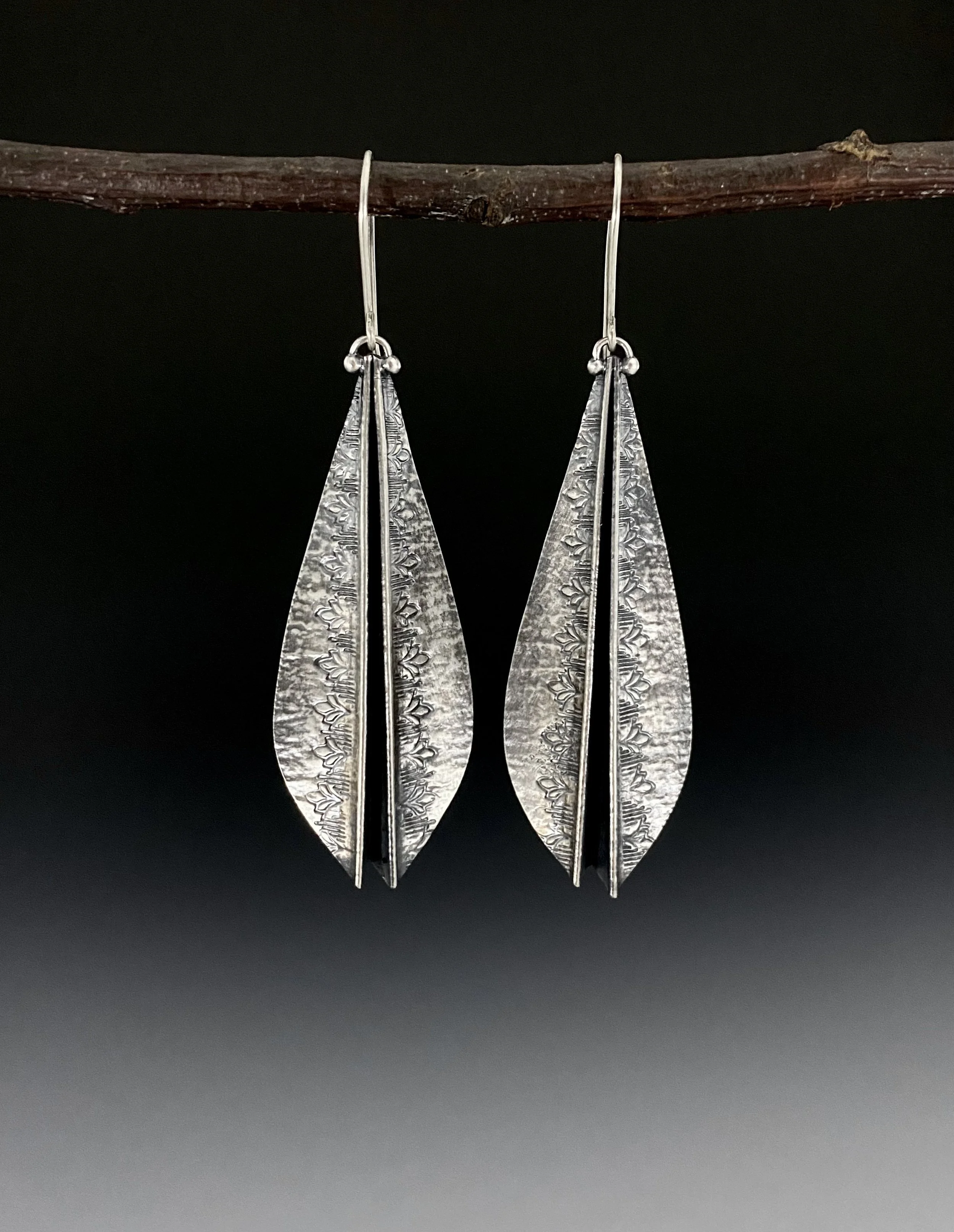 STAMPED PLEATED PETAL EARRINGS