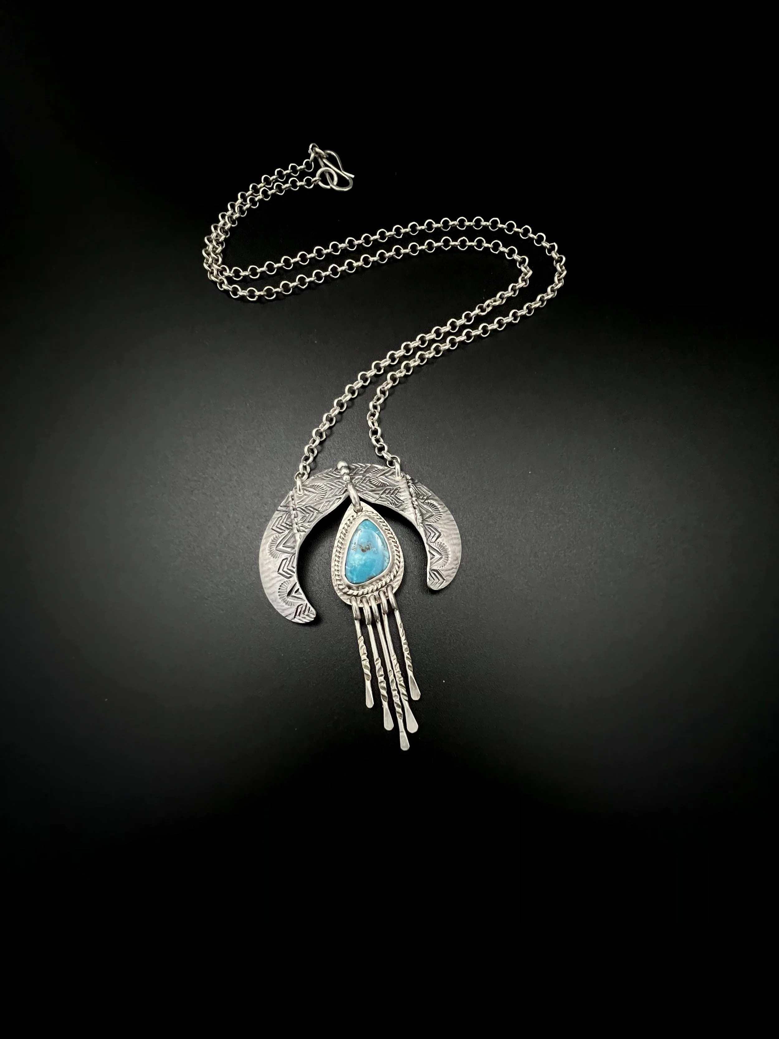 TURQUOISE SQUASH BLOSSOM FRINGE